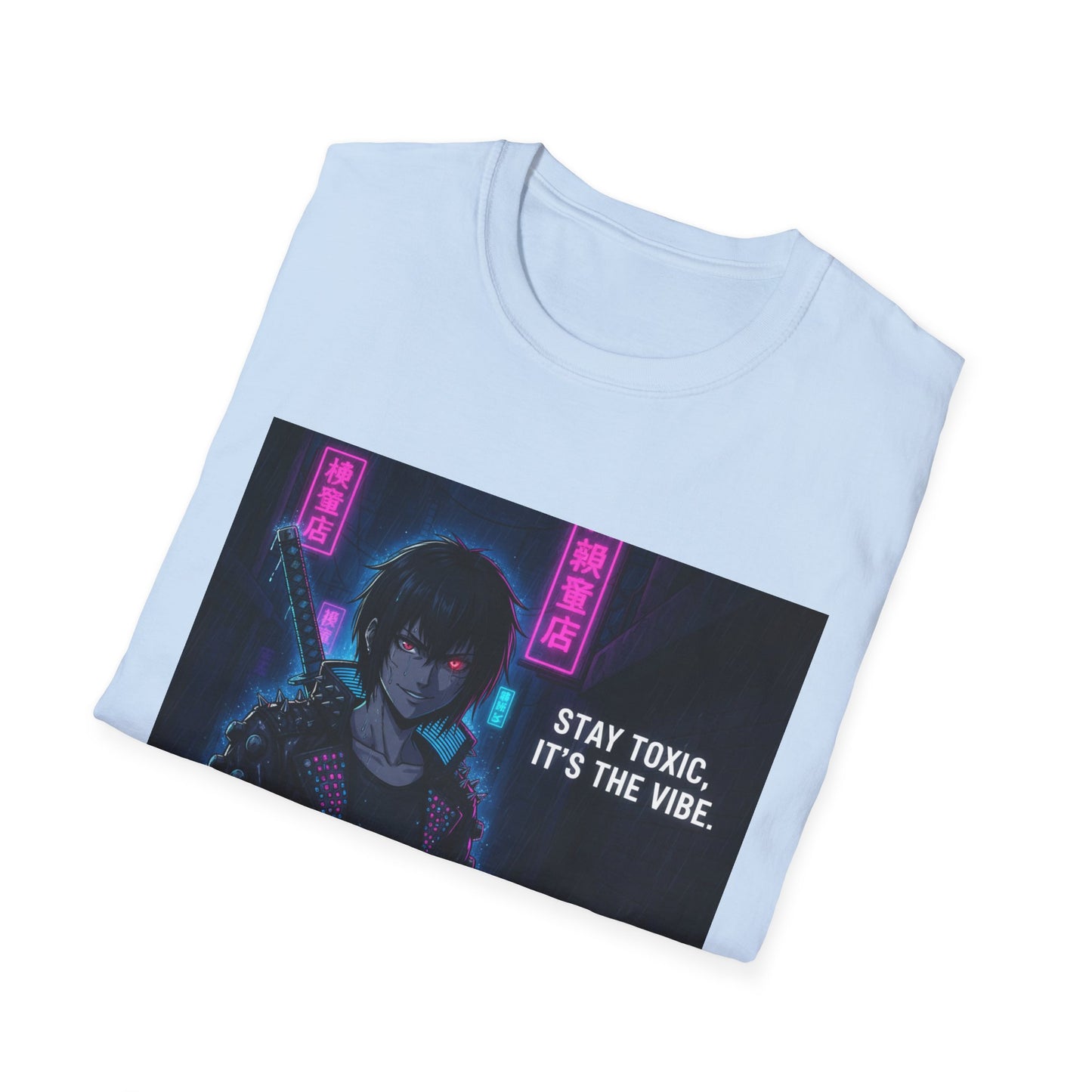 Cyberpunk Samurai T-Shirt – “Stay Toxic, It’s the Vibe” | Dark Anime Streetwear Graphic Tee
