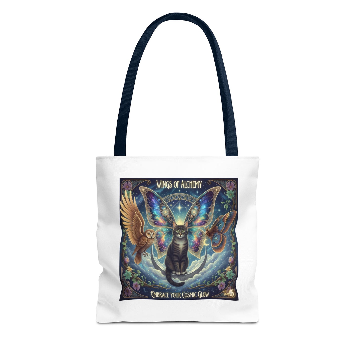 Mystical Cat Tote Bag - Wings of Alchemy, Perfect for Gifts, Shopping, Eco-Friendly Use, Festival Companion, Art Lovers
