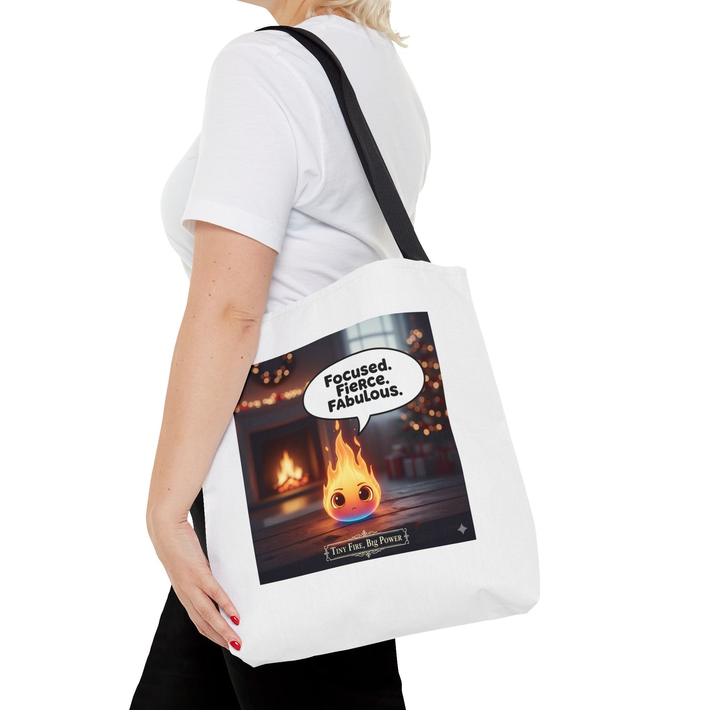 Fierce and Fabulous Tote Bag, Motivational Gift, Cute AOP Bag, Daily Use, Holiday Shopping, Unique Statement Accessory