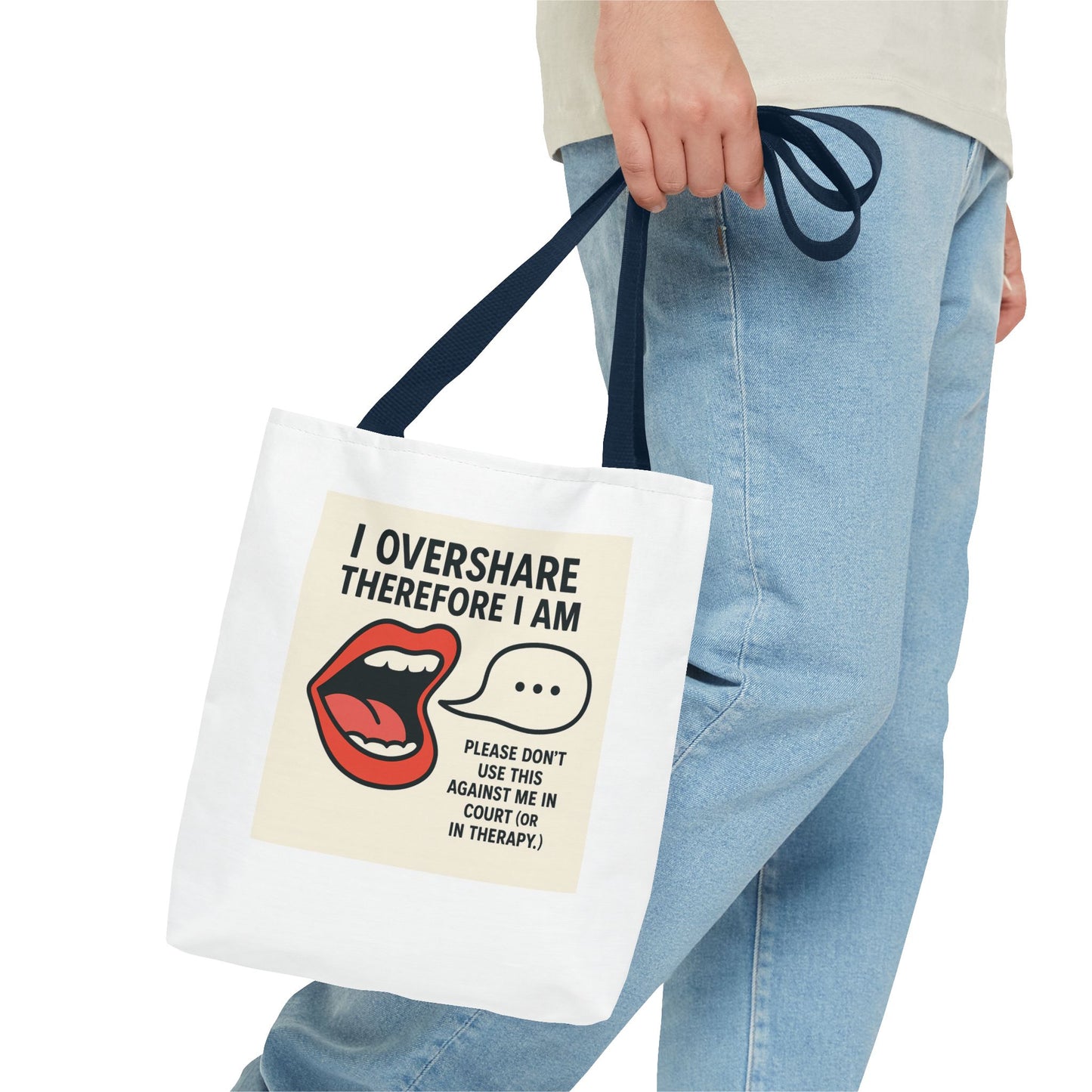 Overshare Tote Bag - Fun Therapist Gift, Cute Eco-Friendly Shopping Bag, Quirky Daily Companion, Unique Gift for Friends, Self-Care Reminder