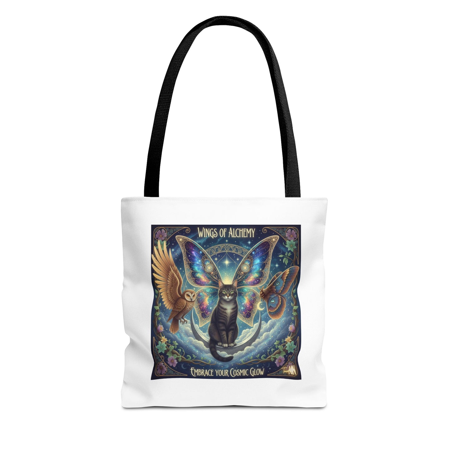 Mystical Cat Tote Bag - Wings of Alchemy, Perfect for Gifts, Shopping, Eco-Friendly Use, Festival Companion, Art Lovers