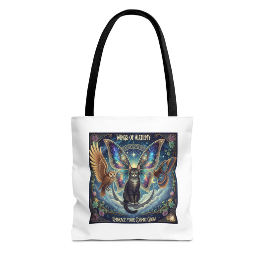 Mystical Cat Tote Bag - Wings of Alchemy, Perfect for Gifts, Shopping, Eco-Friendly Use, Festival Companion, Art Lovers