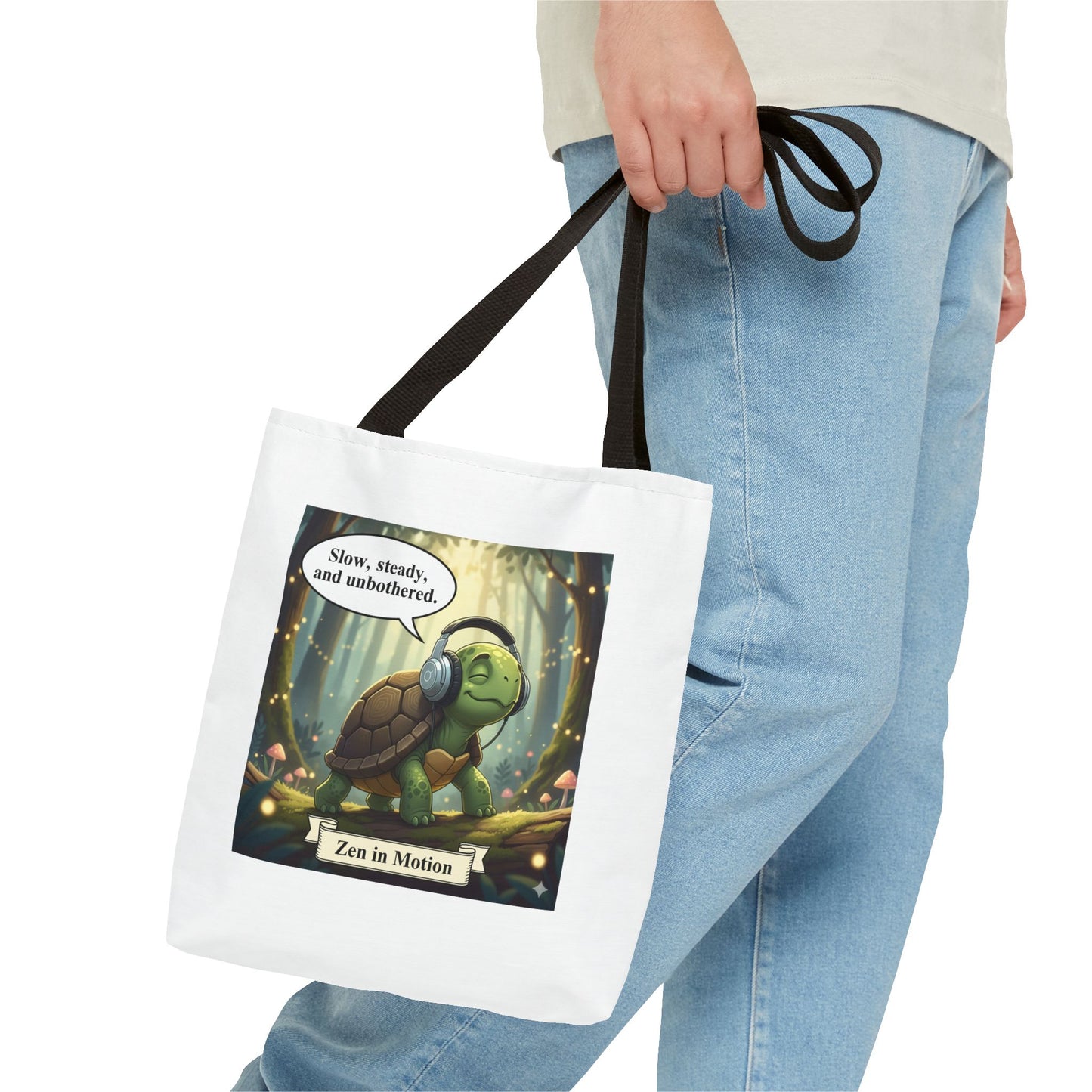 Zen Turtle Tote Bag - Slow and Steady, Inspirational Bag for Nature Lovers, Eco-Friendly Shopping, Gift for Friends, Yoga, Mindfulness
