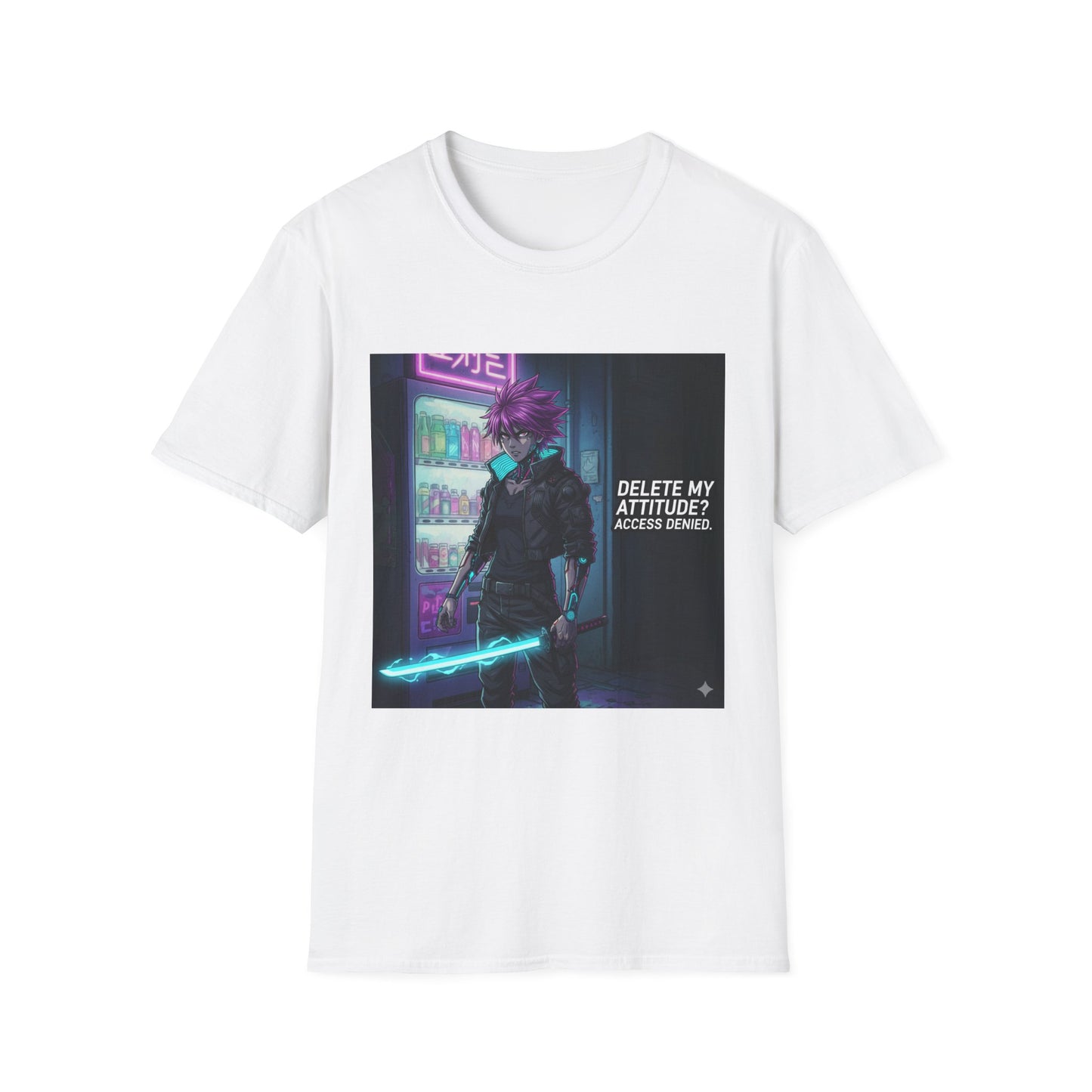 Cyberpunk Samurai T-Shirt – “Delete My Attitude? Access Denied.” | Futuristic Anime Streetwear