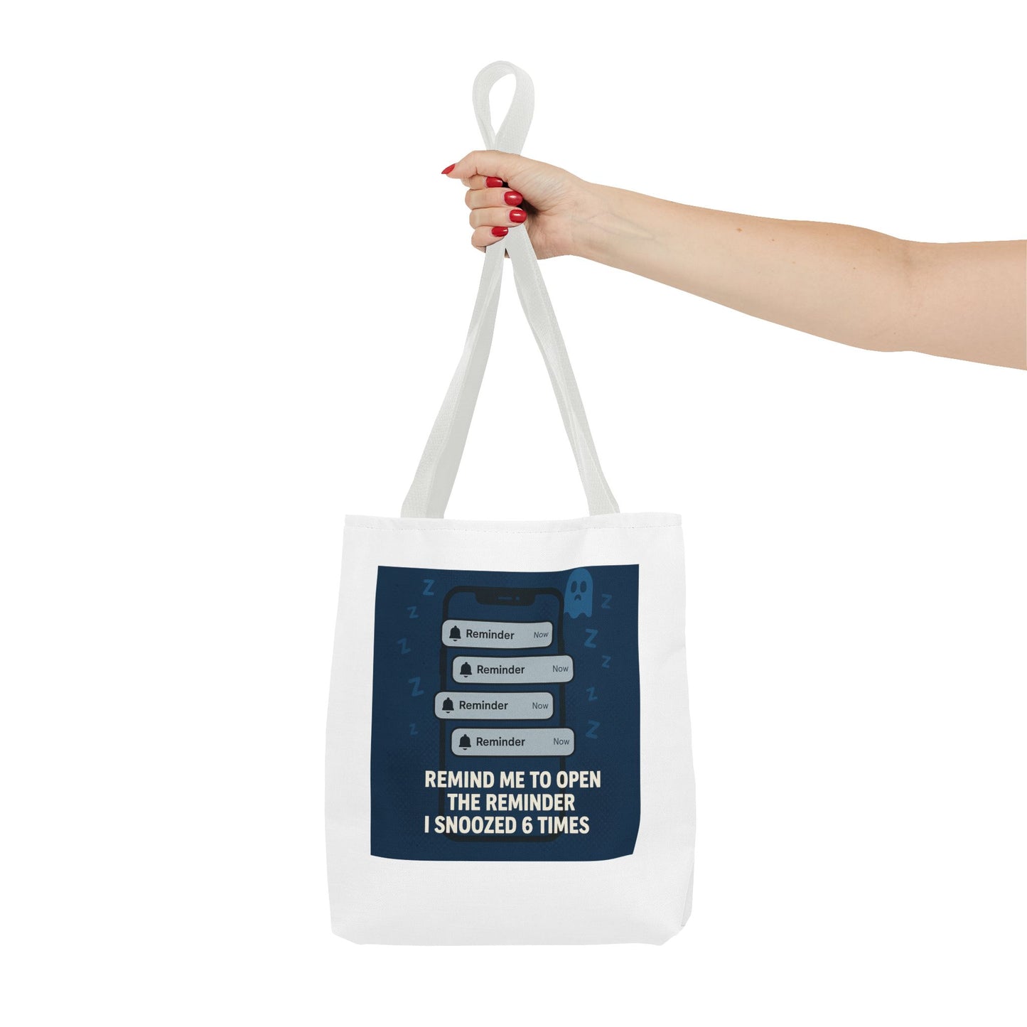 Sleepy Reminder Tote Bag with Fun Snooze Design, Funny Gift for Night Owls, Perfect for School, Work, or Everyday Use