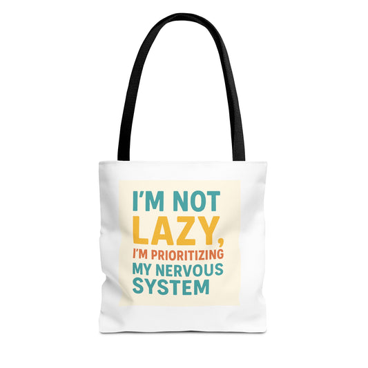 Nervous System Tote Bag, Motivational Quote Bag, Eco-Friendly Tote, Gift for Mental Health Awareness, Everyday Use Bag, Quote Merchandise