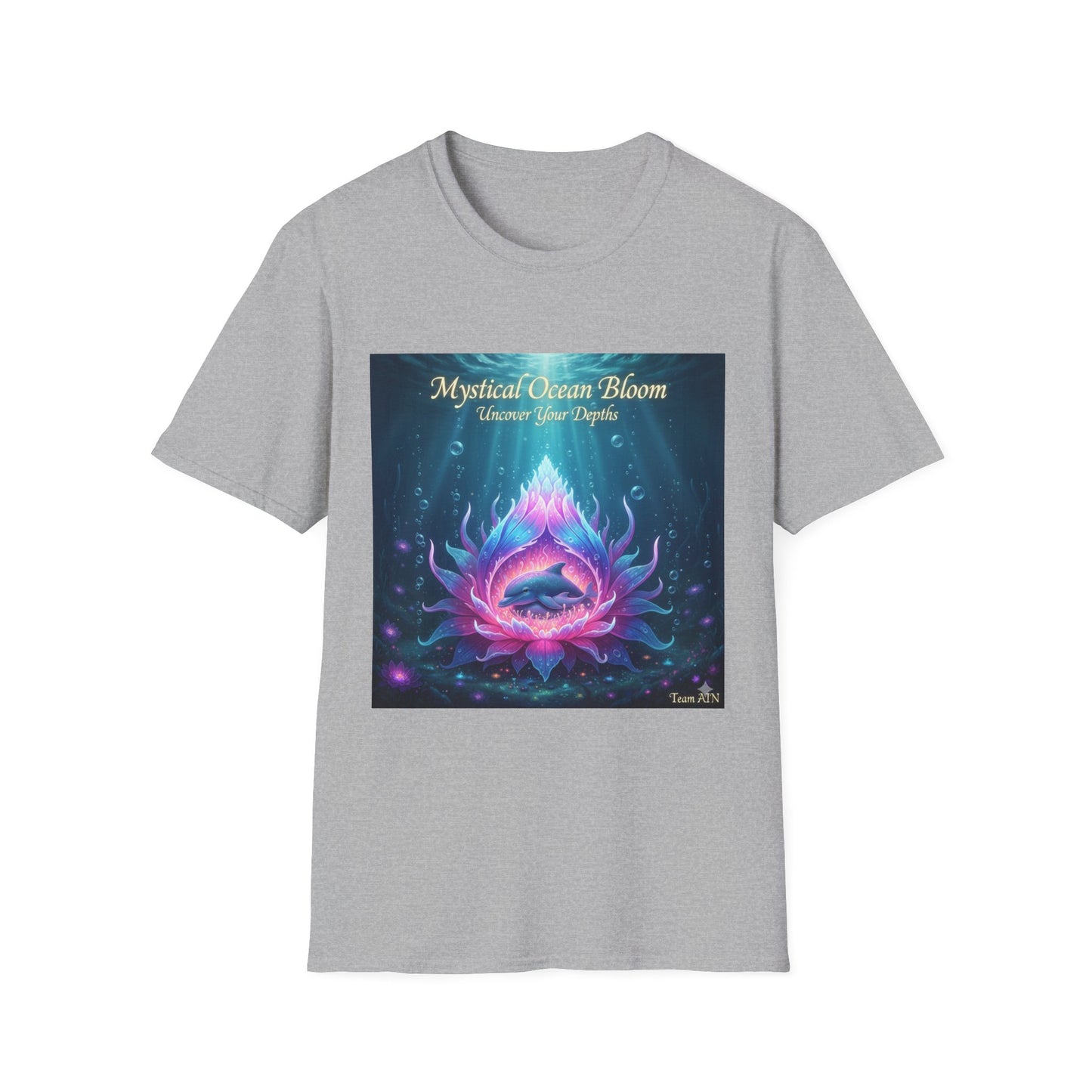 Mystical Ocean Bloom Unisex T-Shirt, Spiritual Tee, Ocean Lover Gift, Meditation Shirt, Eco-Friendly Apparel, Trendy Graphic Top