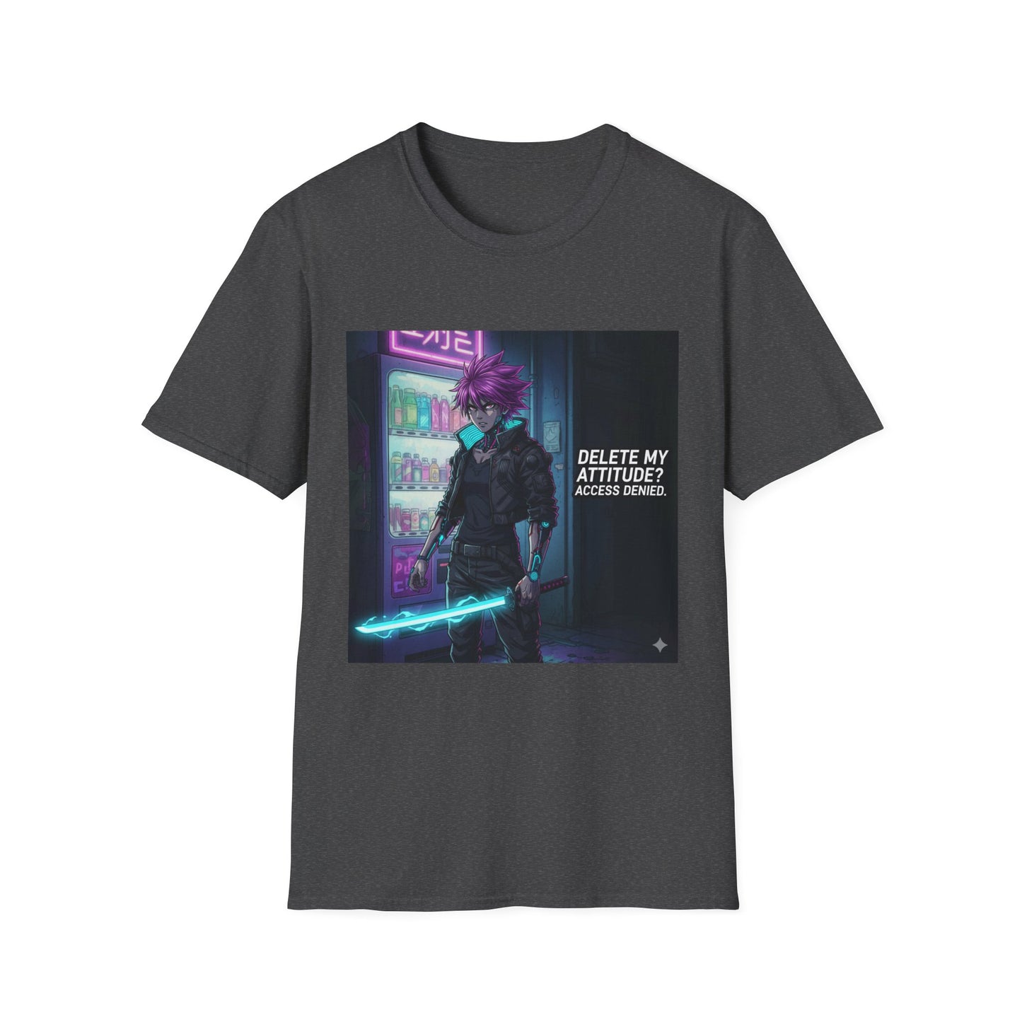 Cyberpunk Samurai T-Shirt – “Delete My Attitude? Access Denied.” | Futuristic Anime Streetwear
