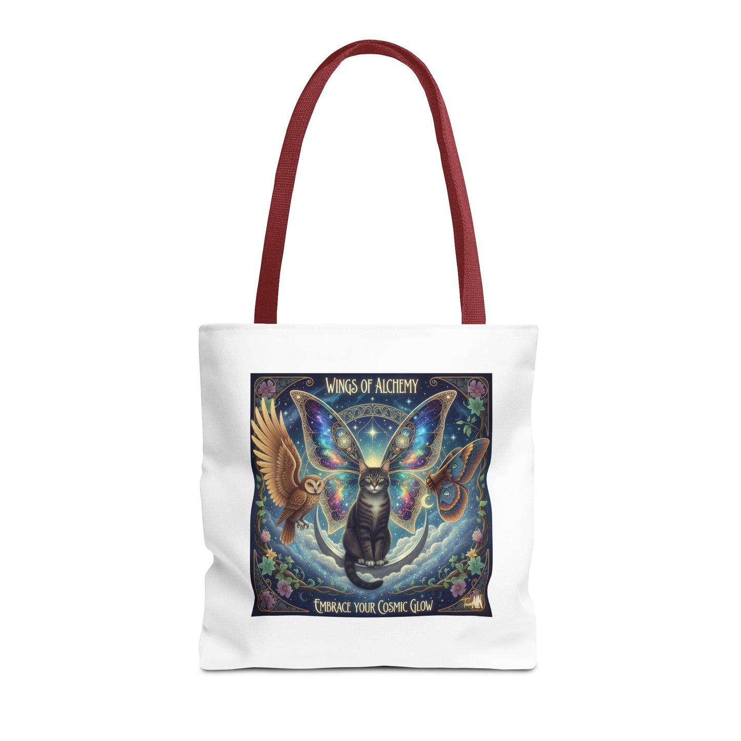 Mystical Cat Tote Bag - Wings of Alchemy, Perfect for Gifts, Shopping, Eco-Friendly Use, Festival Companion, Art Lovers