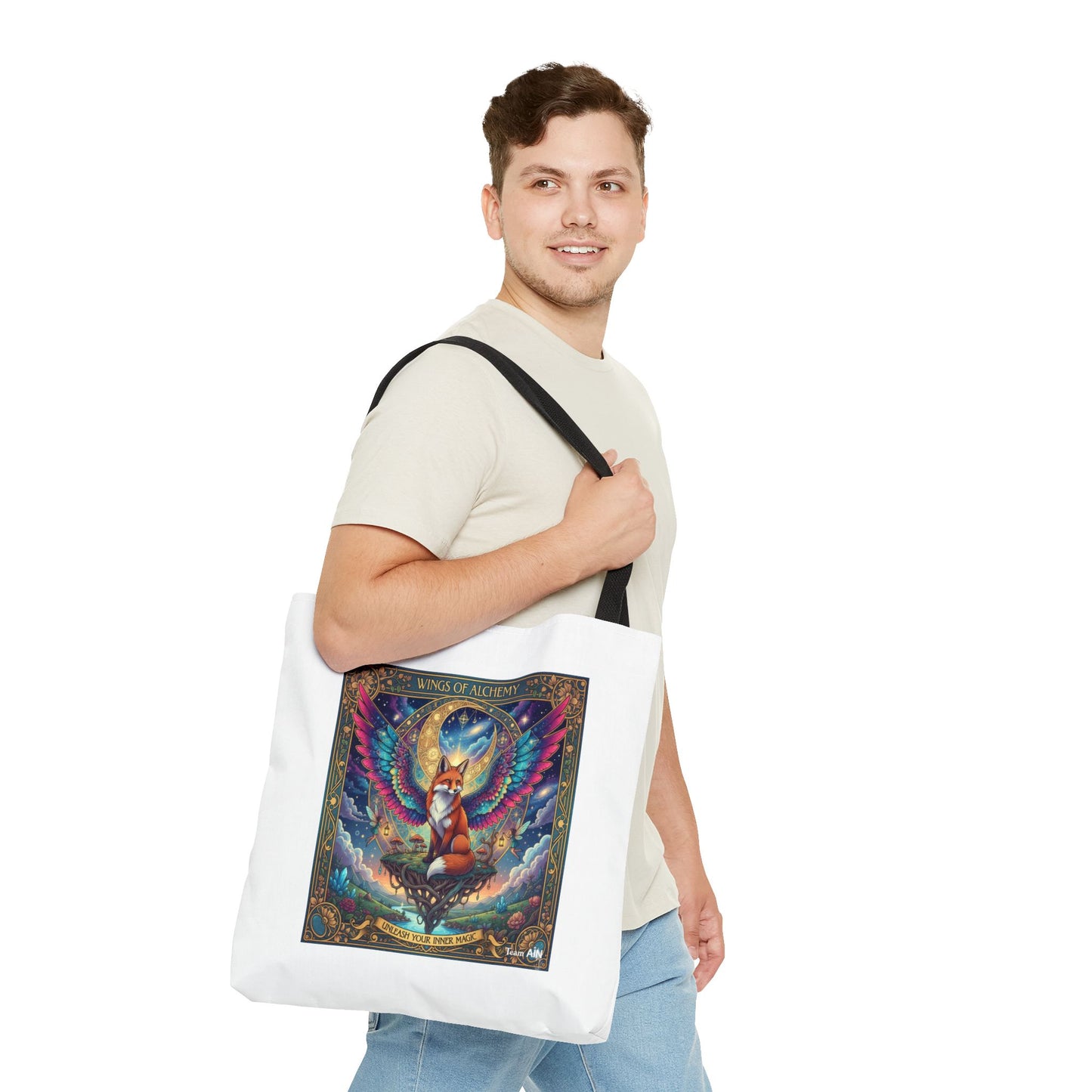 Mystical Fox Alchemy Tote Bag, Magical Art Bag, Eco-Friendly Shopping Tote, Gift for Animal Lovers, Fairy Tale Style