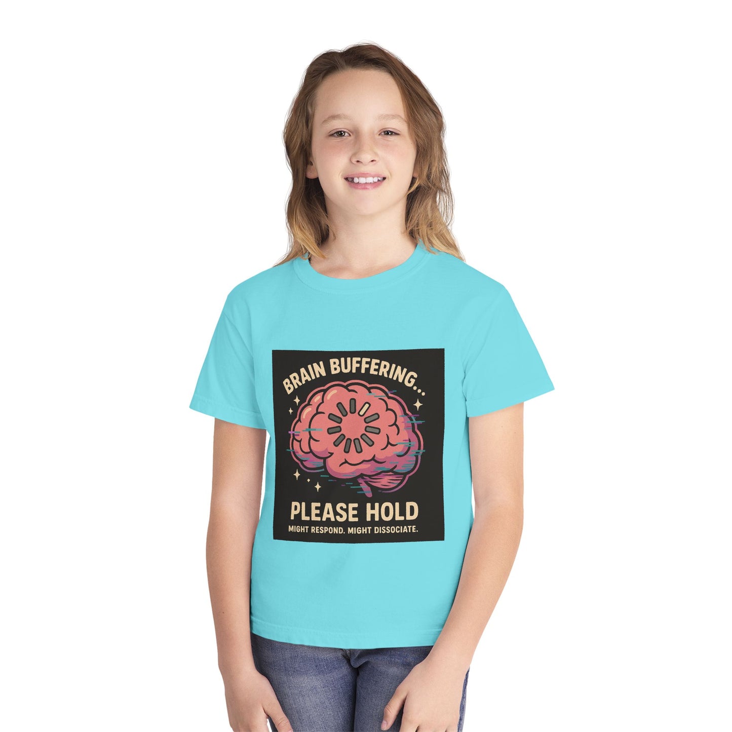 Brain Buffering Youth Tee - Fun Graphic Tee, Casual Wear, Gift for Teens, Cool Funny Shirt, Brainy Humor