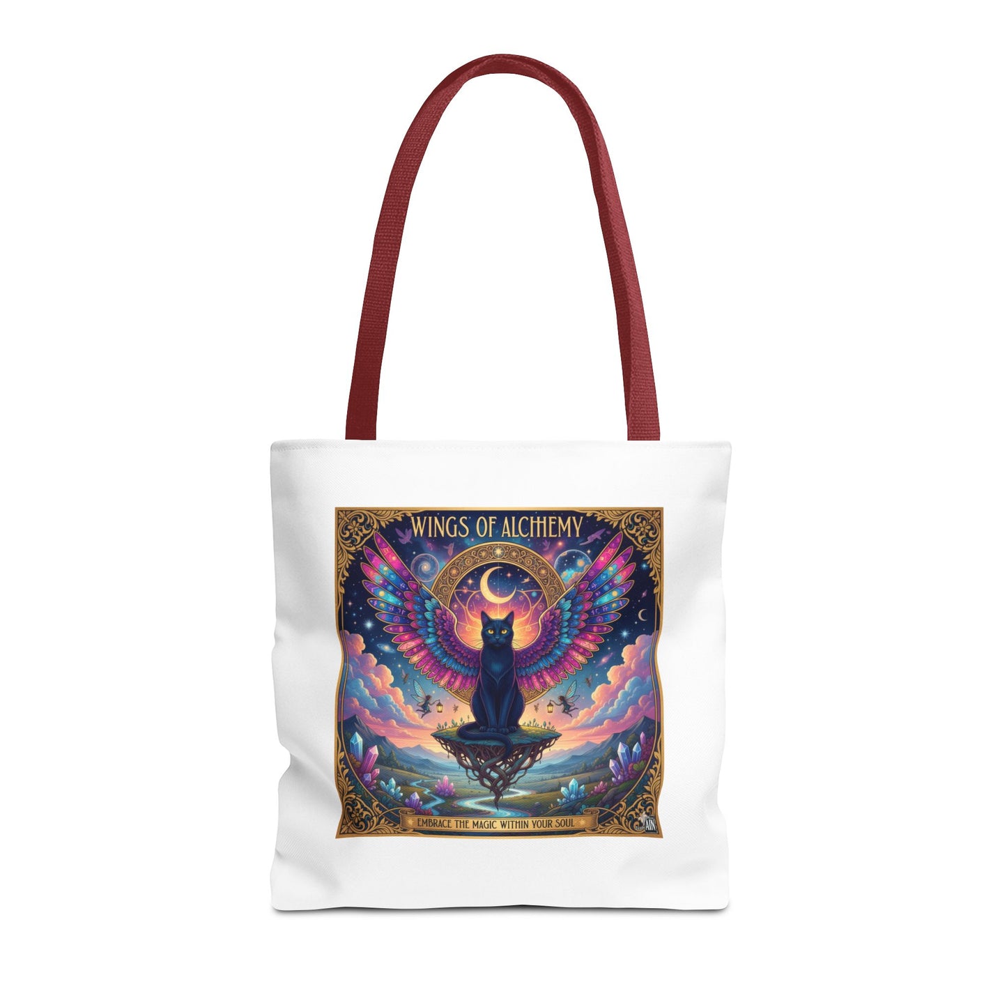 Wings of Alchemy Tote Bag, Colorful Art Tote, Cat Lover Gift, Bohemian Style Bag, Eco-Friendly Shopping Tote