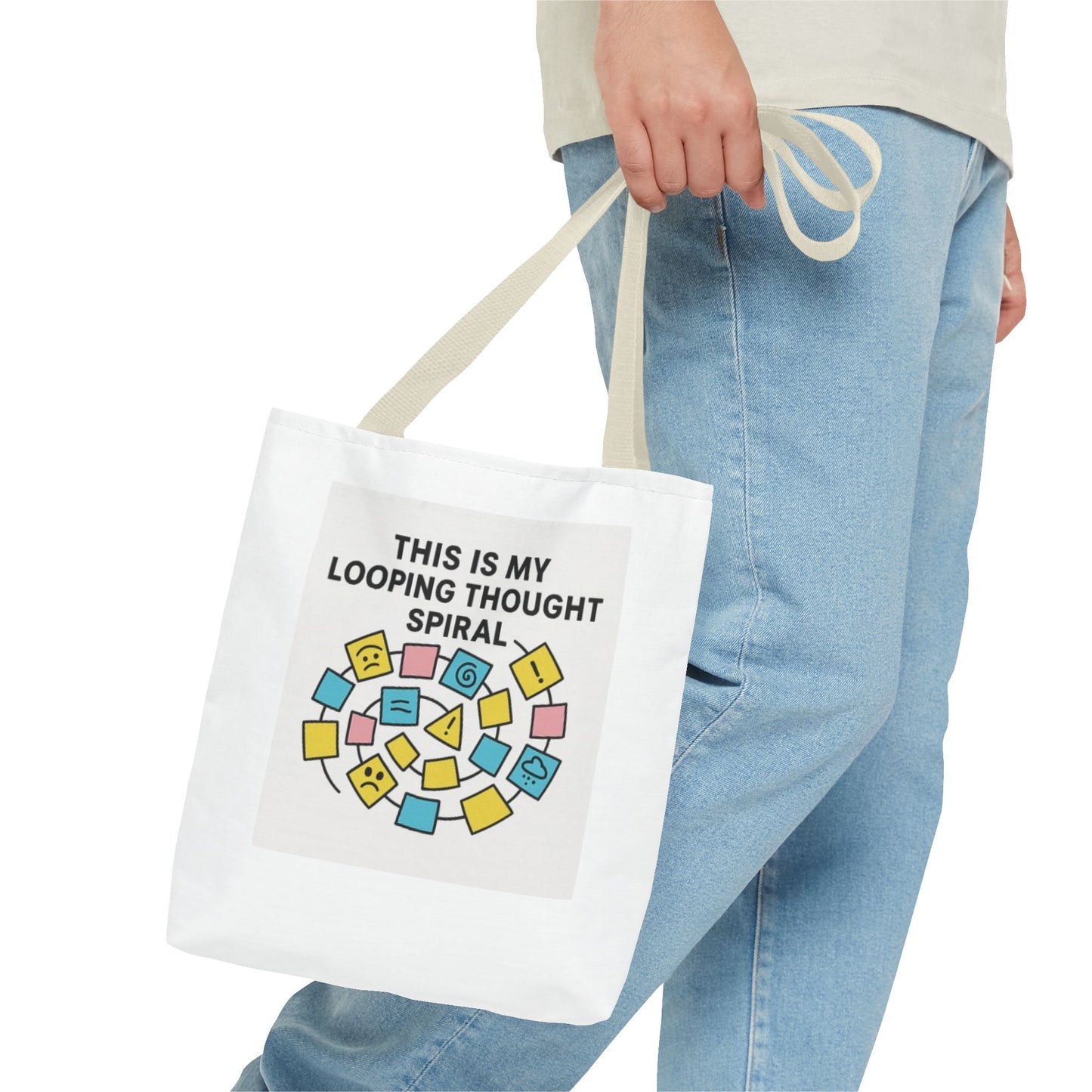 Thought Spiral Tote Bag, Funny Shopping Tote, Gift for Students, Creative Carryall, Unique Tote for Artists, Everyday Use Bag