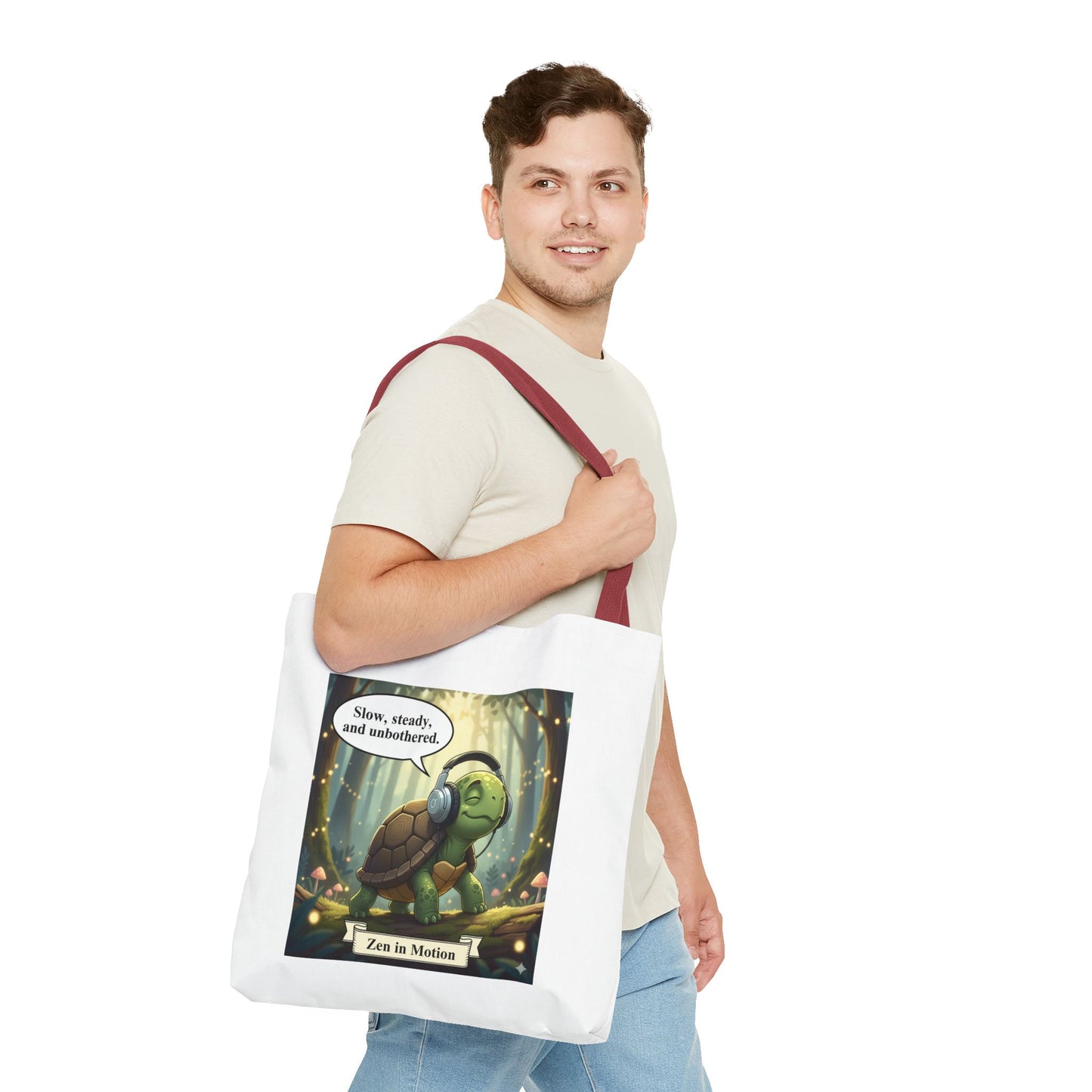 Zen Turtle Tote Bag - Slow and Steady, Inspirational Bag for Nature Lovers, Eco-Friendly Shopping, Gift for Friends, Yoga, Mindfulness