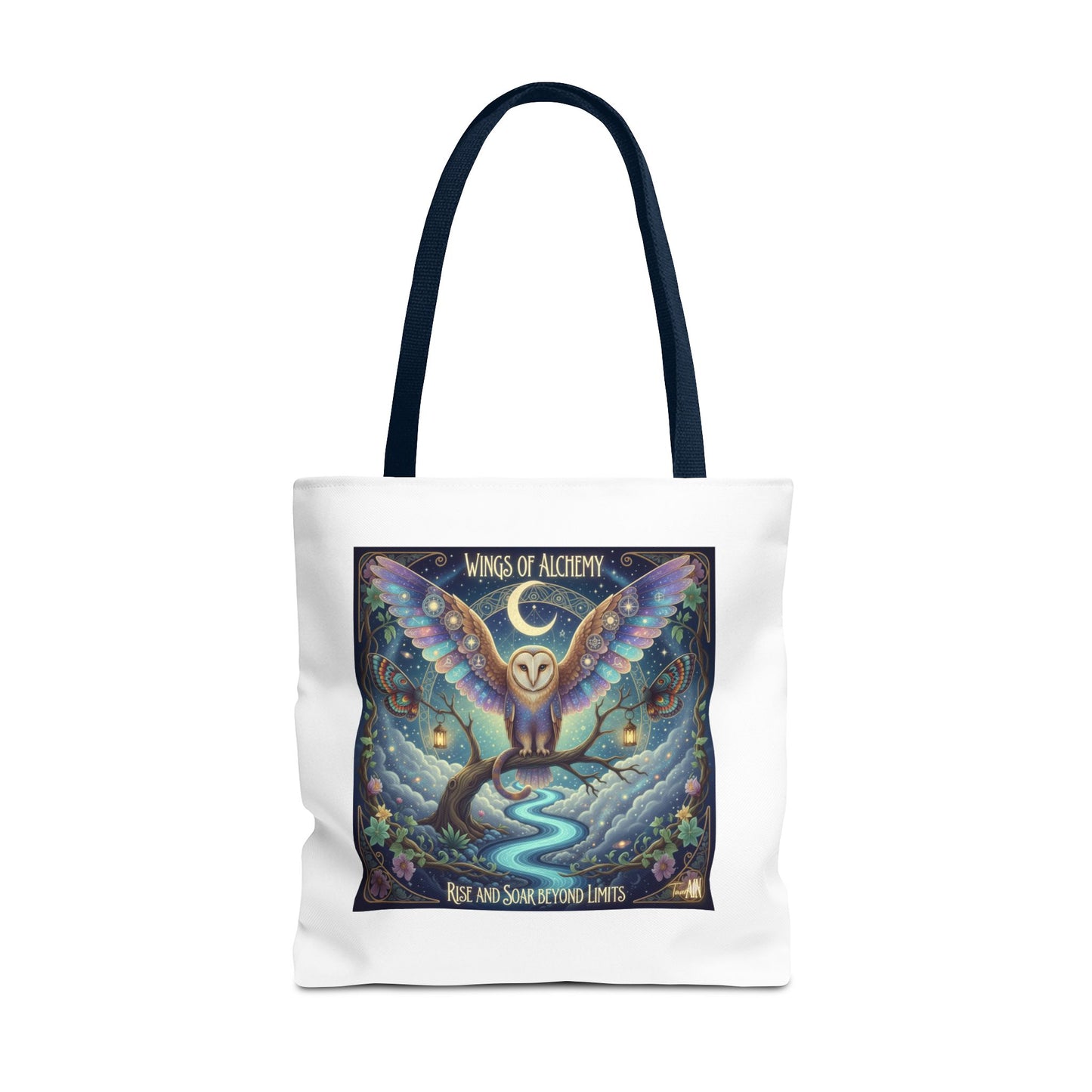 Wings of Alchemy Tote Bag, Whimsical Owl Design, Eco-Friendly Bag, Gift for Nature Lovers, Boho Style Shopping Bag