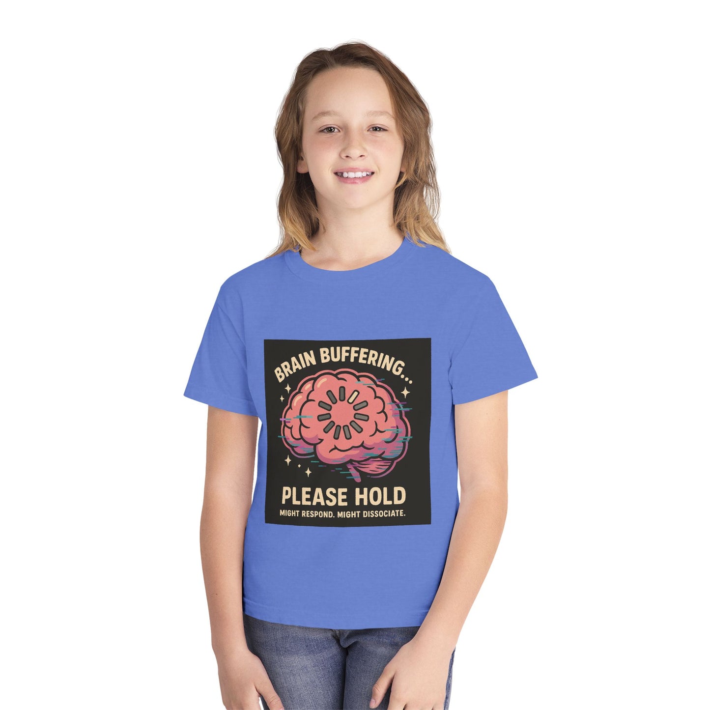 Brain Buffering Youth Tee - Fun Graphic Tee, Casual Wear, Gift for Teens, Cool Funny Shirt, Brainy Humor