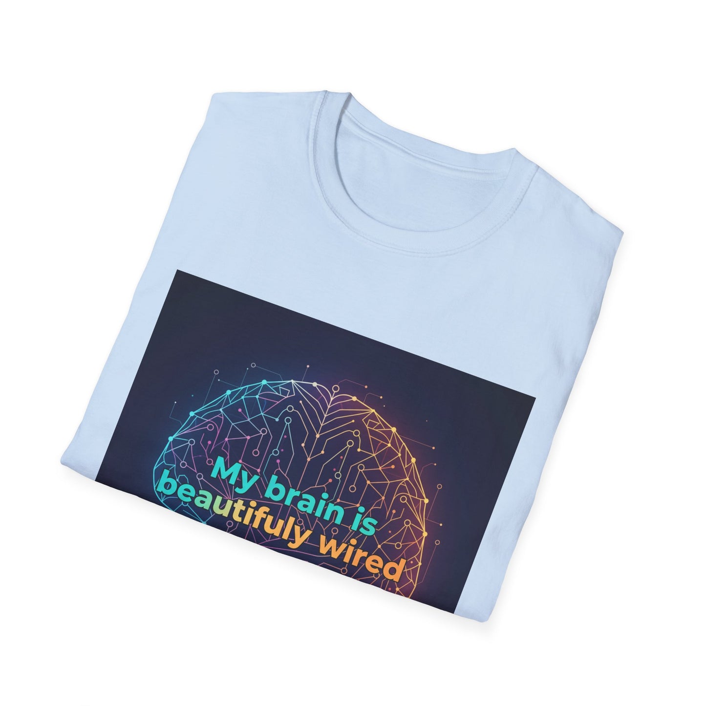 "My Brain Is Beautifully Wired" Neurodiversity T-Shirt – Circuit Brain Design on White Tee