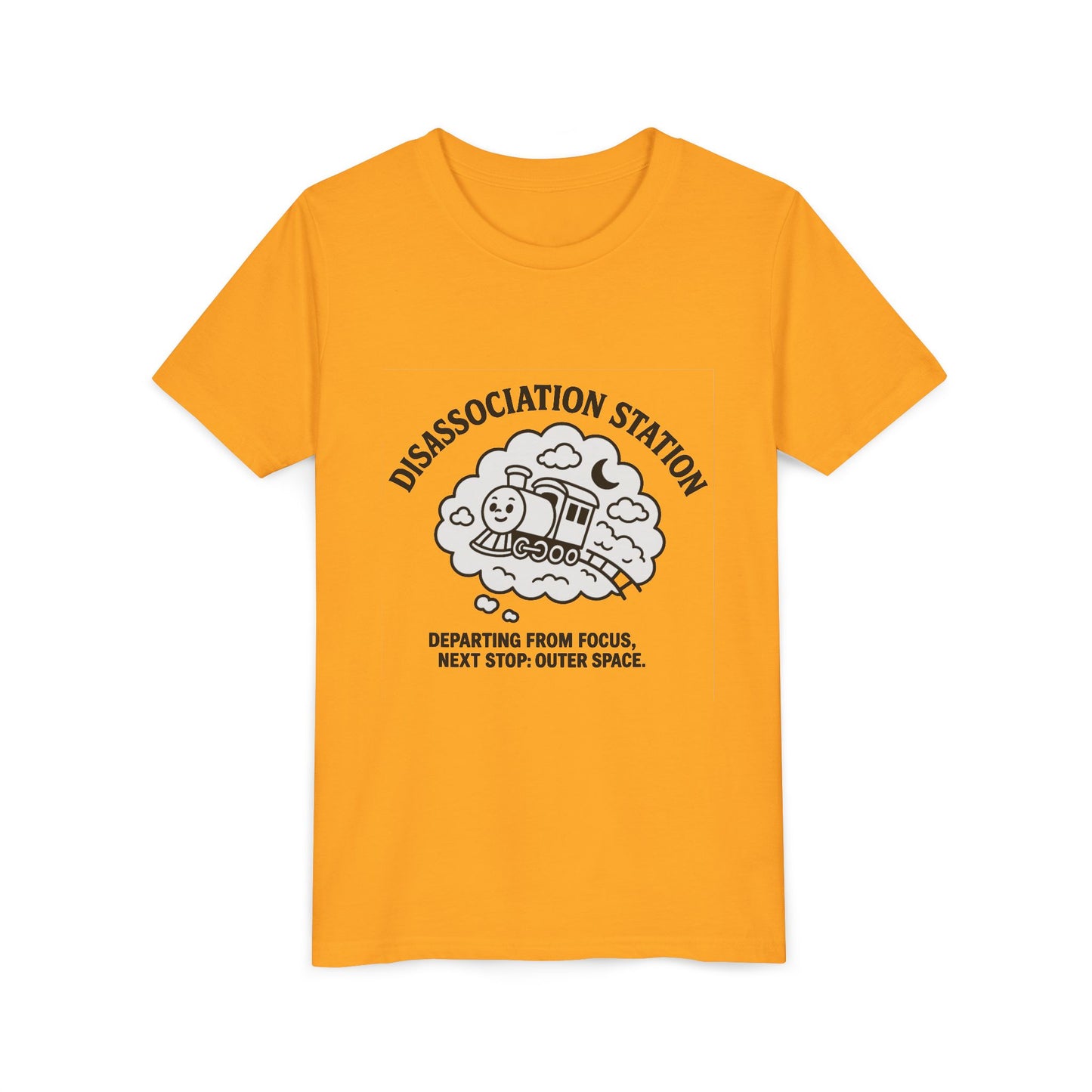Disassociation Station Kids Tee - Fun Train Graphic, Youth Short Sleeve Shirt, Gift for Kids, Casual Everyday Wear, Cool Summer Top