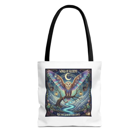 Wings of Alchemy Tote Bag, Whimsical Owl Design, Eco-Friendly Bag, Gift for Nature Lovers, Boho Style Shopping Bag