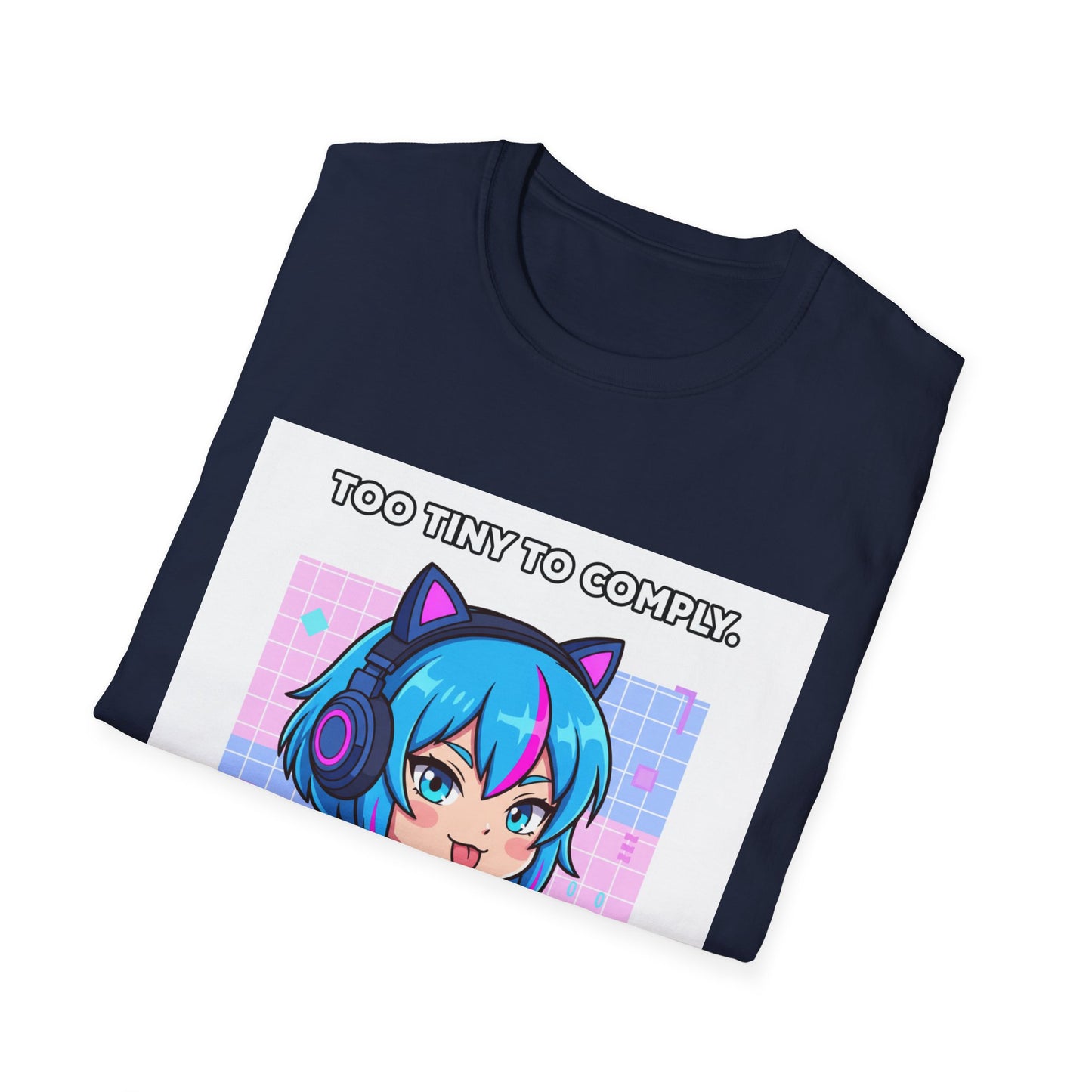 Chibi Hacker T-Shirt – “Too Tiny to Comply” | Cute Cyberpunk Gamer Graphic Tee