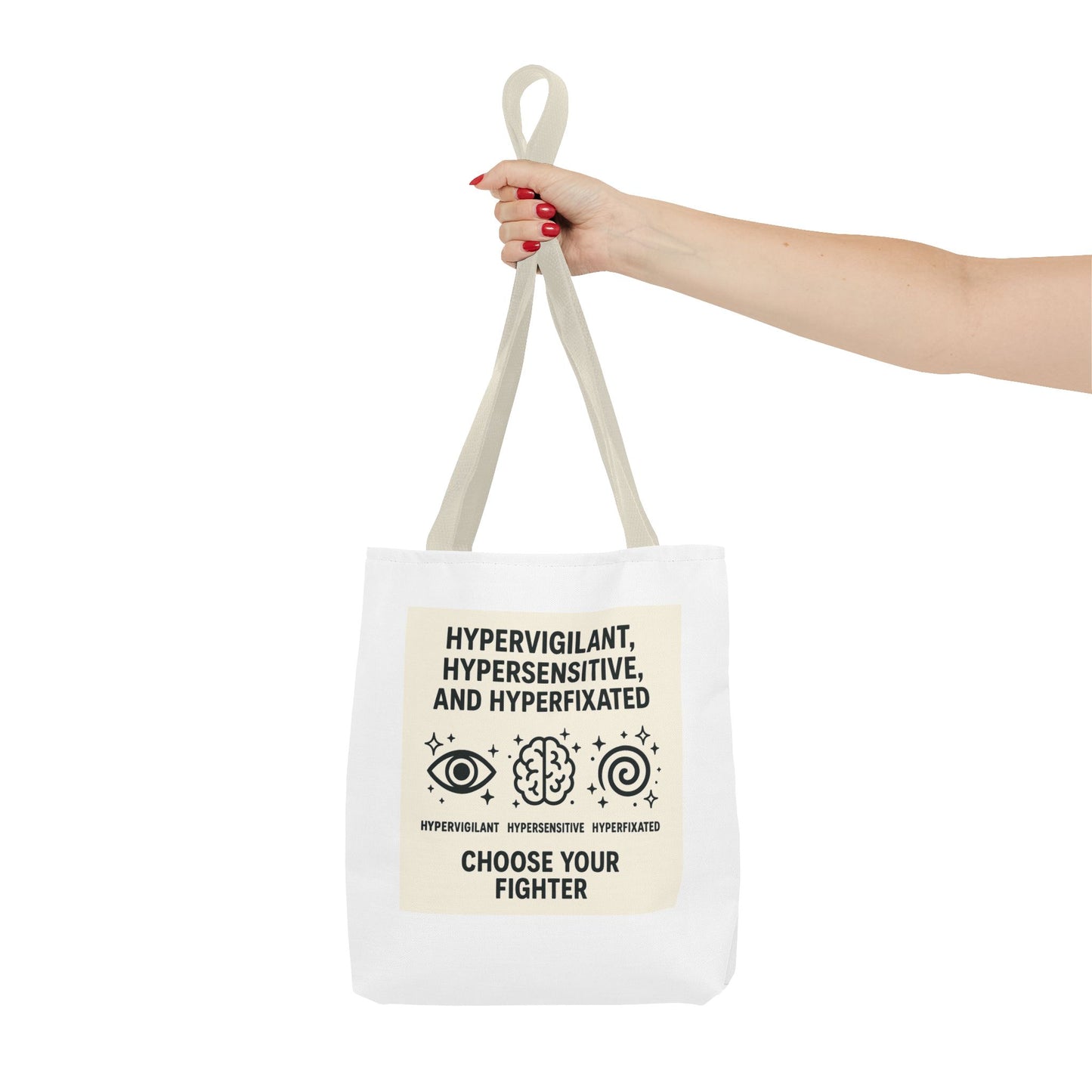 Hypervigilant Tote Bag - Choose Your Fighter, Eco-Friendly Bag, Gift for Mental Health Awareness, Adjustable Shoulder Bag