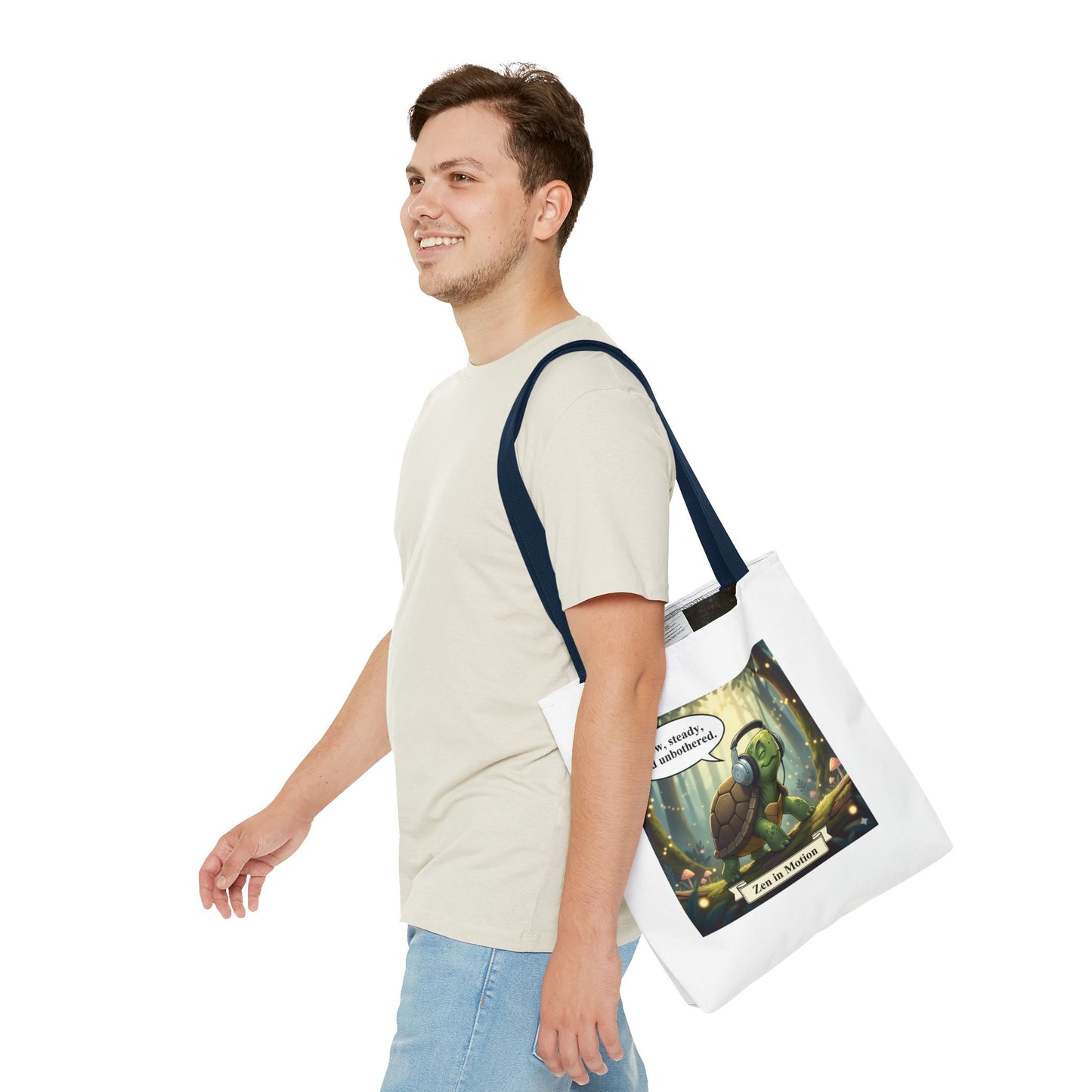 Zen Turtle Tote Bag - Slow and Steady, Inspirational Bag for Nature Lovers, Eco-Friendly Shopping, Gift for Friends, Yoga, Mindfulness