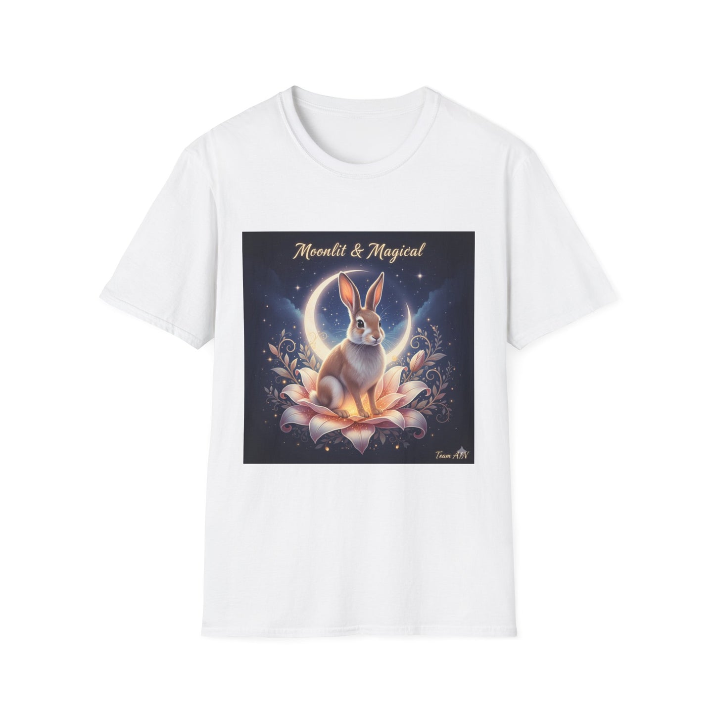 Moonlit & Magical Rabbit Unisex T-Shirt, Cute Rabbit Tee, Gift for Animal Lovers, Casual Wear, Nature Enthusiasts, Birthday Gift