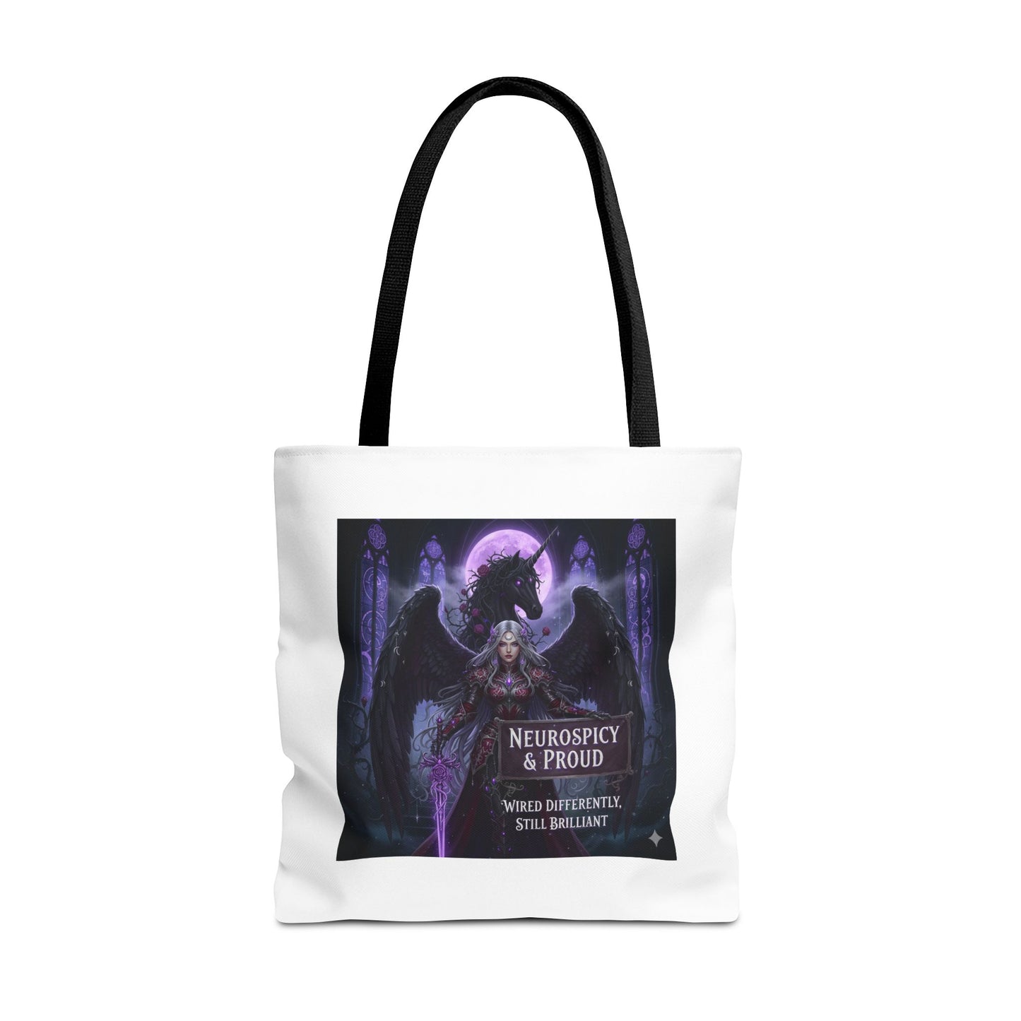 Empowering Gothic Fantasy Tote Bag – Angelic Warrior Artwork