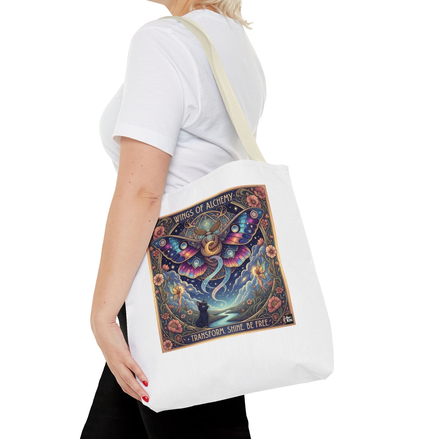 Wings of Alchemy Tote Bag - Transform, Shine, Be Free, Magical Art, Eco-Friendly Canvas Bag, Perfect Gift for Nature Lovers
