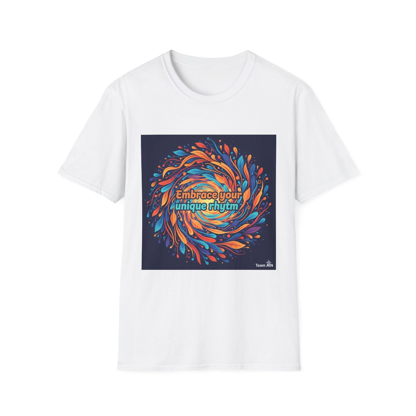 "Embrace Your Unique Rhythm" Neurodiversity-Inspired T-Shirt – Swirl Art Design on White Unisex Tee