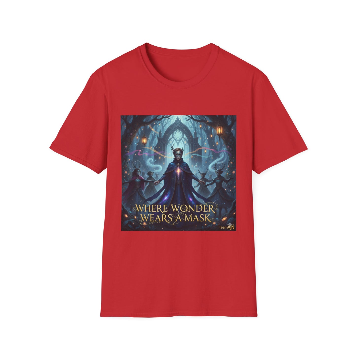 Mystical Mask Unisex T-Shirt - Where Wonder Wears a Mask, Fantasy Apparel, Gift for Dreamers, Casual Wear, Unique Design