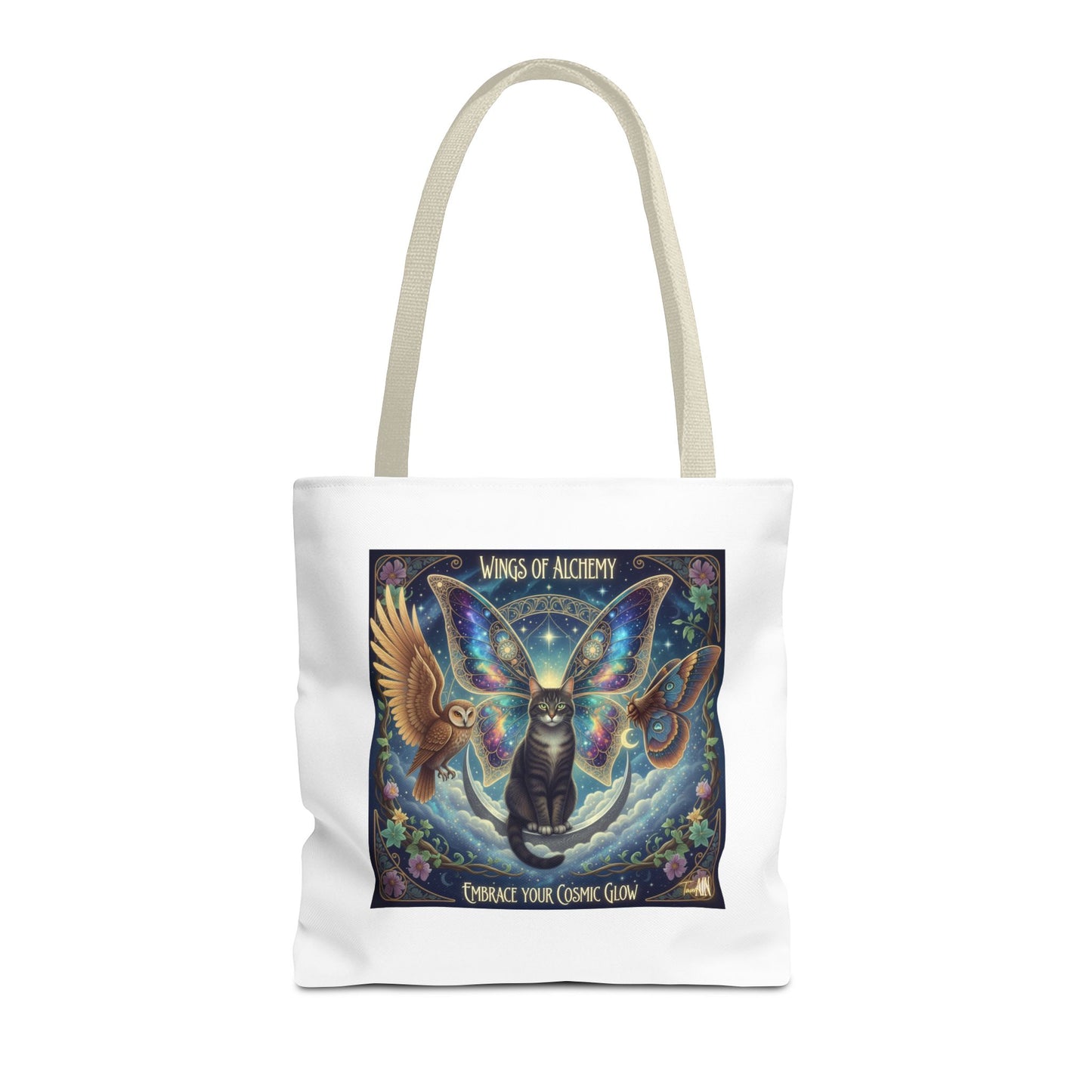 Mystical Cat Tote Bag - Wings of Alchemy, Perfect for Gifts, Shopping, Eco-Friendly Use, Festival Companion, Art Lovers