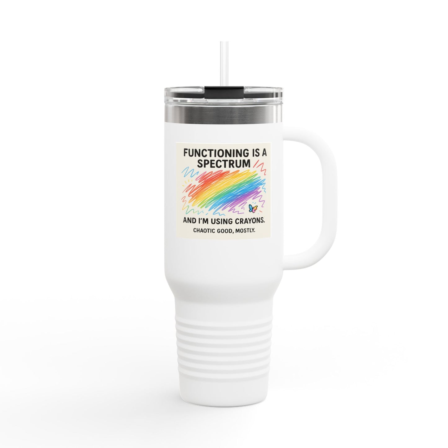 Vibrant Insulated Travel Mug | 40oz Rainbow Design for Coffee Lovers, Gifts for Gamers, Functional Art for Any Occasion