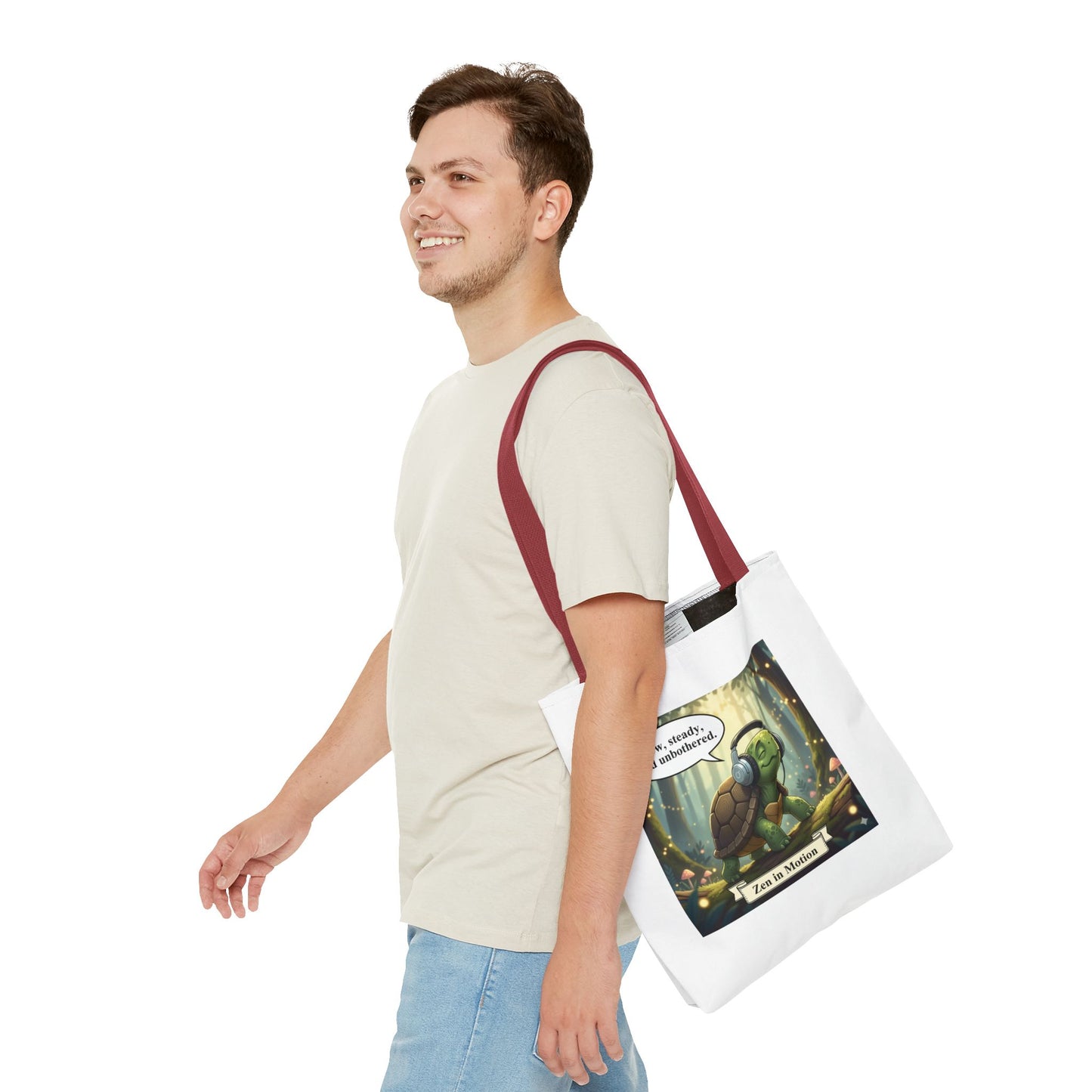 Zen Turtle Tote Bag - Slow and Steady, Inspirational Bag for Nature Lovers, Eco-Friendly Shopping, Gift for Friends, Yoga, Mindfulness