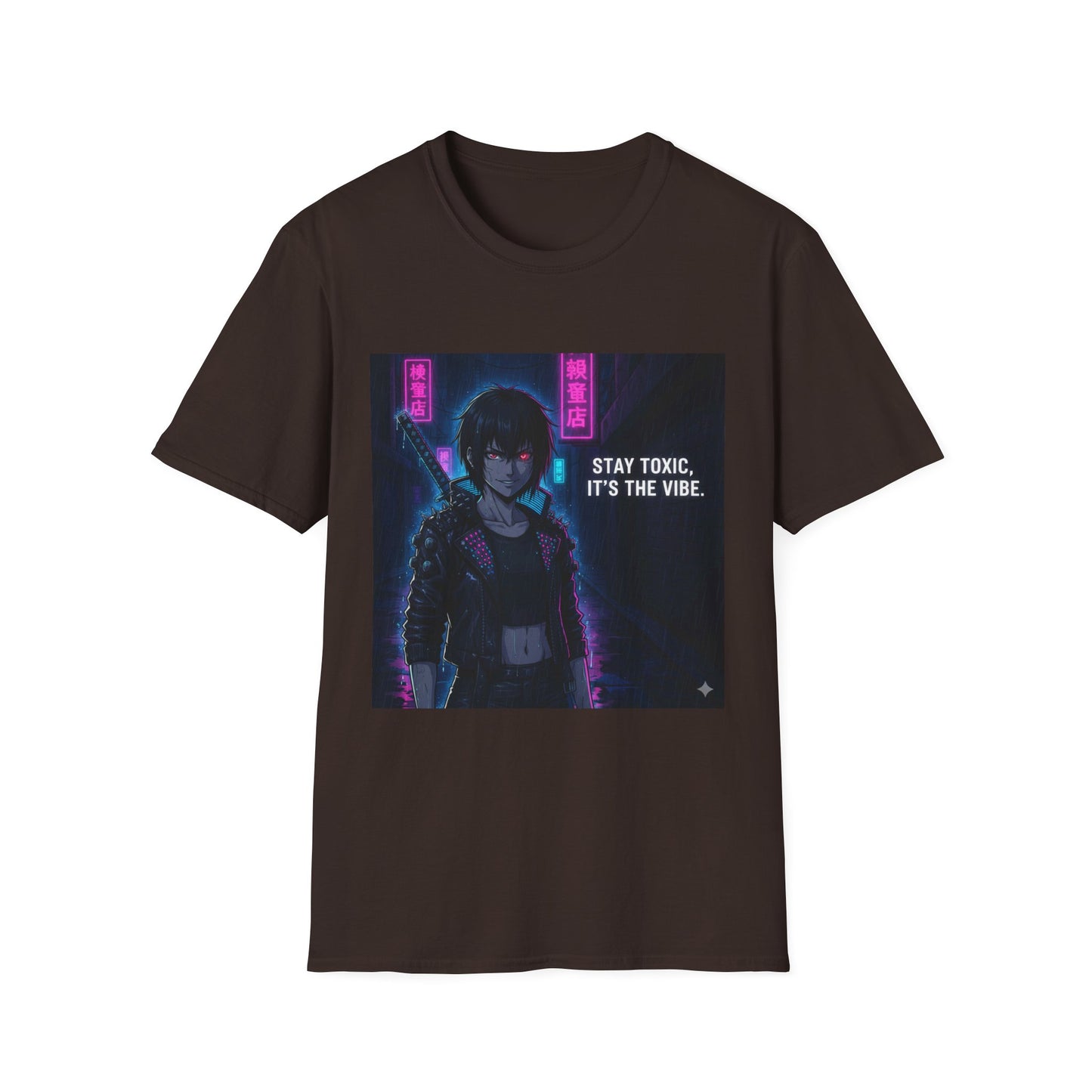 Cyberpunk Samurai T-Shirt – “Stay Toxic, It’s the Vibe” | Dark Anime Streetwear Graphic Tee