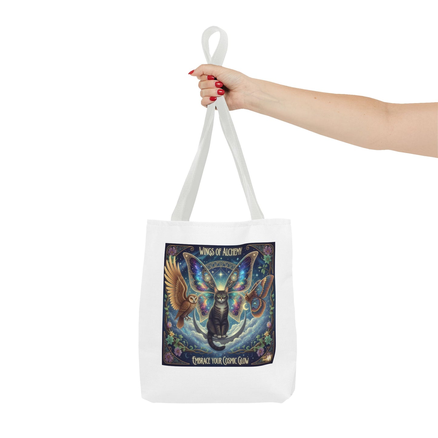 Mystical Cat Tote Bag - Wings of Alchemy, Perfect for Gifts, Shopping, Eco-Friendly Use, Festival Companion, Art Lovers