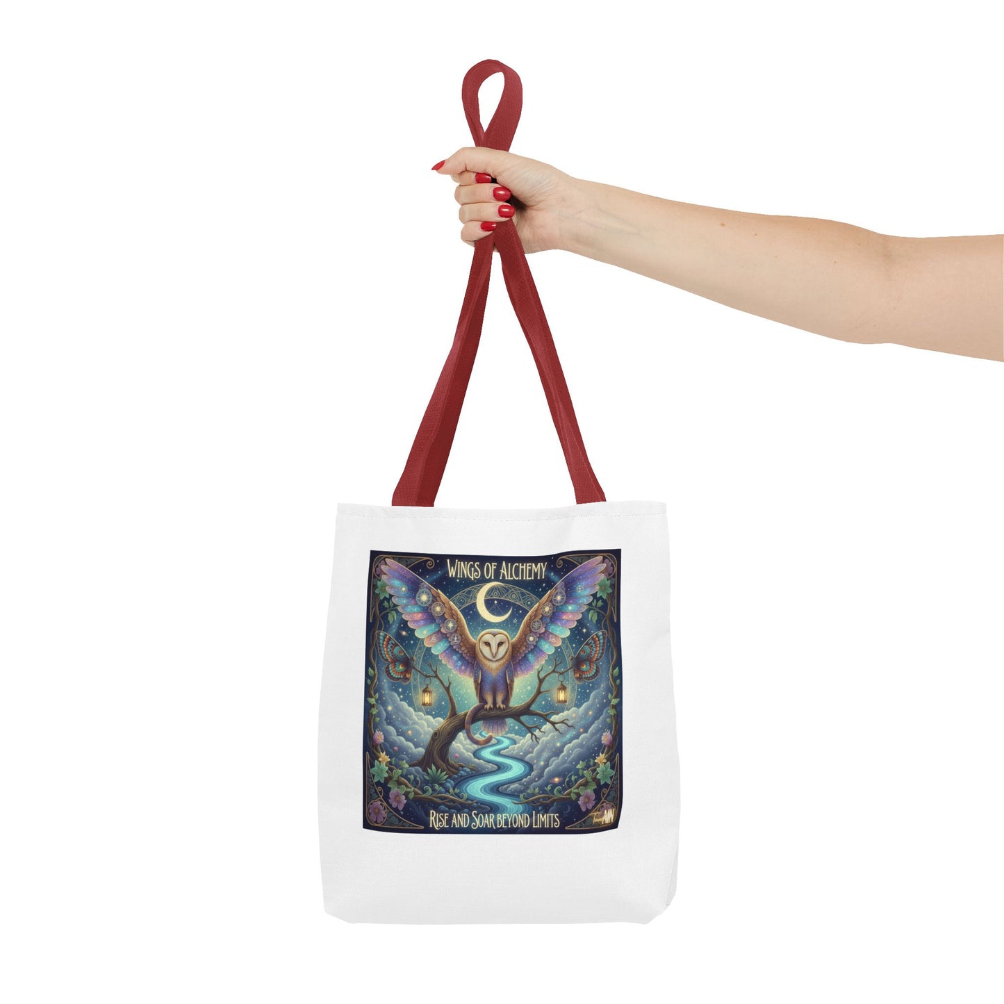Wings of Alchemy Tote Bag, Whimsical Owl Design, Eco-Friendly Bag, Gift for Nature Lovers, Boho Style Shopping Bag