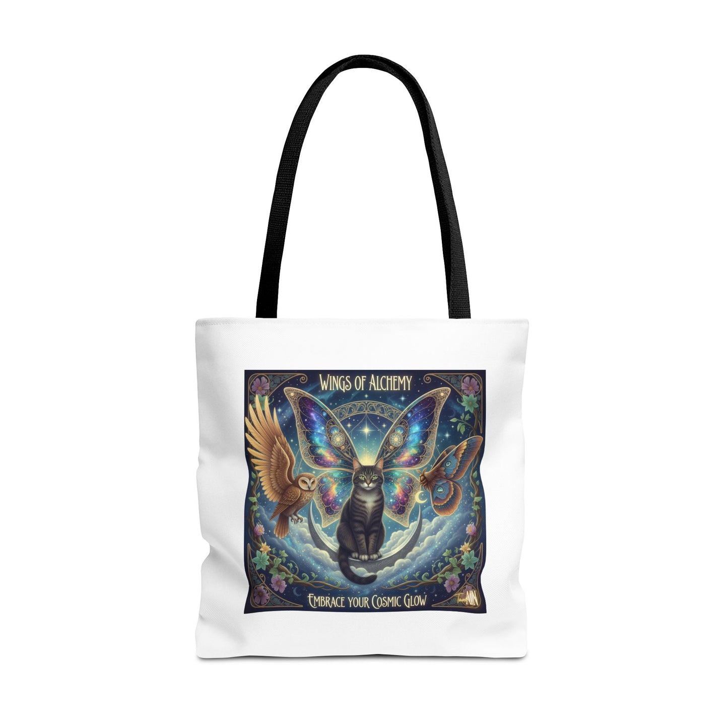Mystical Cat Tote Bag - Wings of Alchemy, Perfect for Gifts, Shopping, Eco-Friendly Use, Festival Companion, Art Lovers
