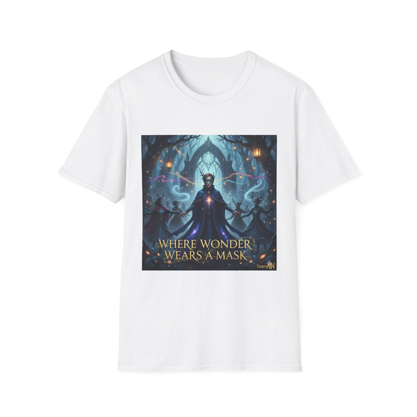 Mystical Mask Unisex T-Shirt - Where Wonder Wears a Mask, Fantasy Apparel, Gift for Dreamers, Casual Wear, Unique Design