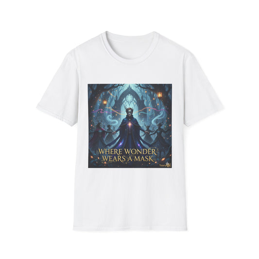 Mystical Mask Unisex T-Shirt - Where Wonder Wears a Mask, Fantasy Apparel, Gift for Dreamers, Casual Wear, Unique Design