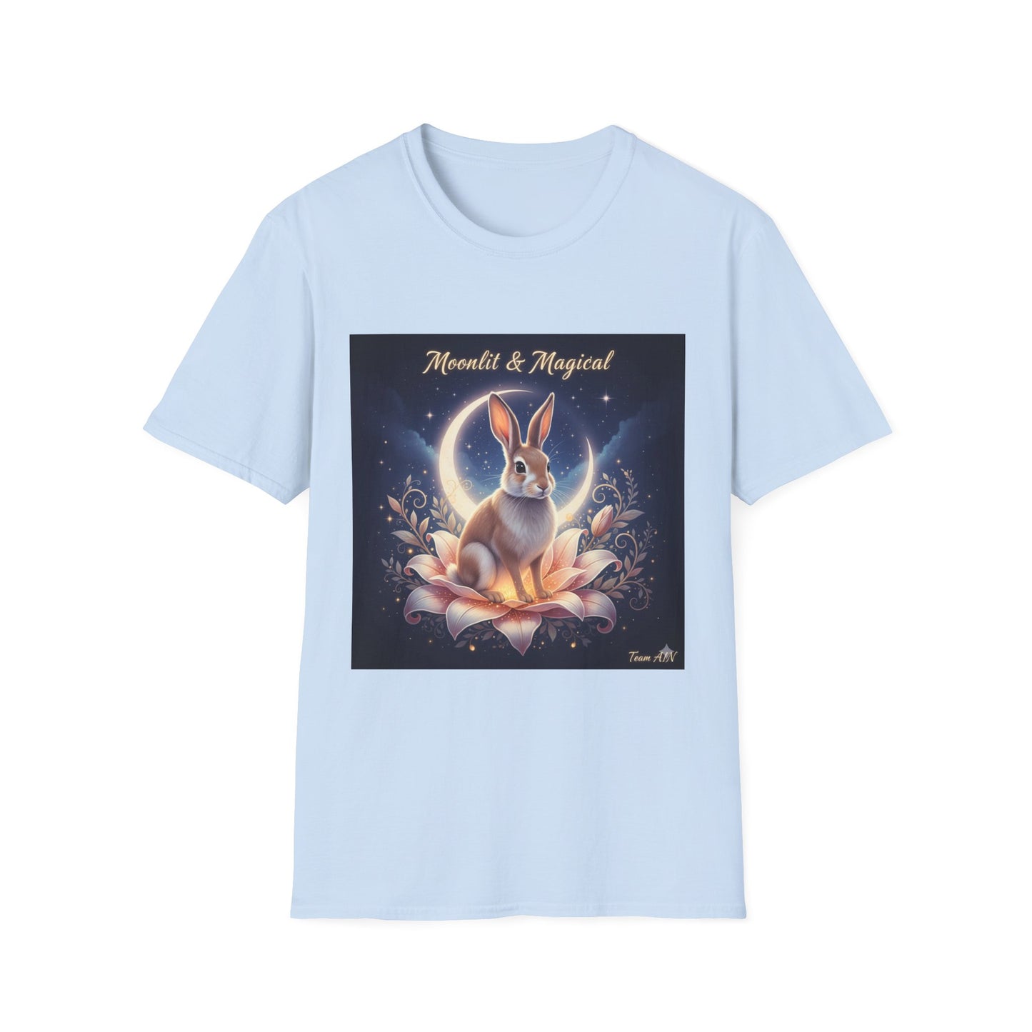 Moonlit & Magical Rabbit Unisex T-Shirt, Cute Rabbit Tee, Gift for Animal Lovers, Casual Wear, Nature Enthusiasts, Birthday Gift