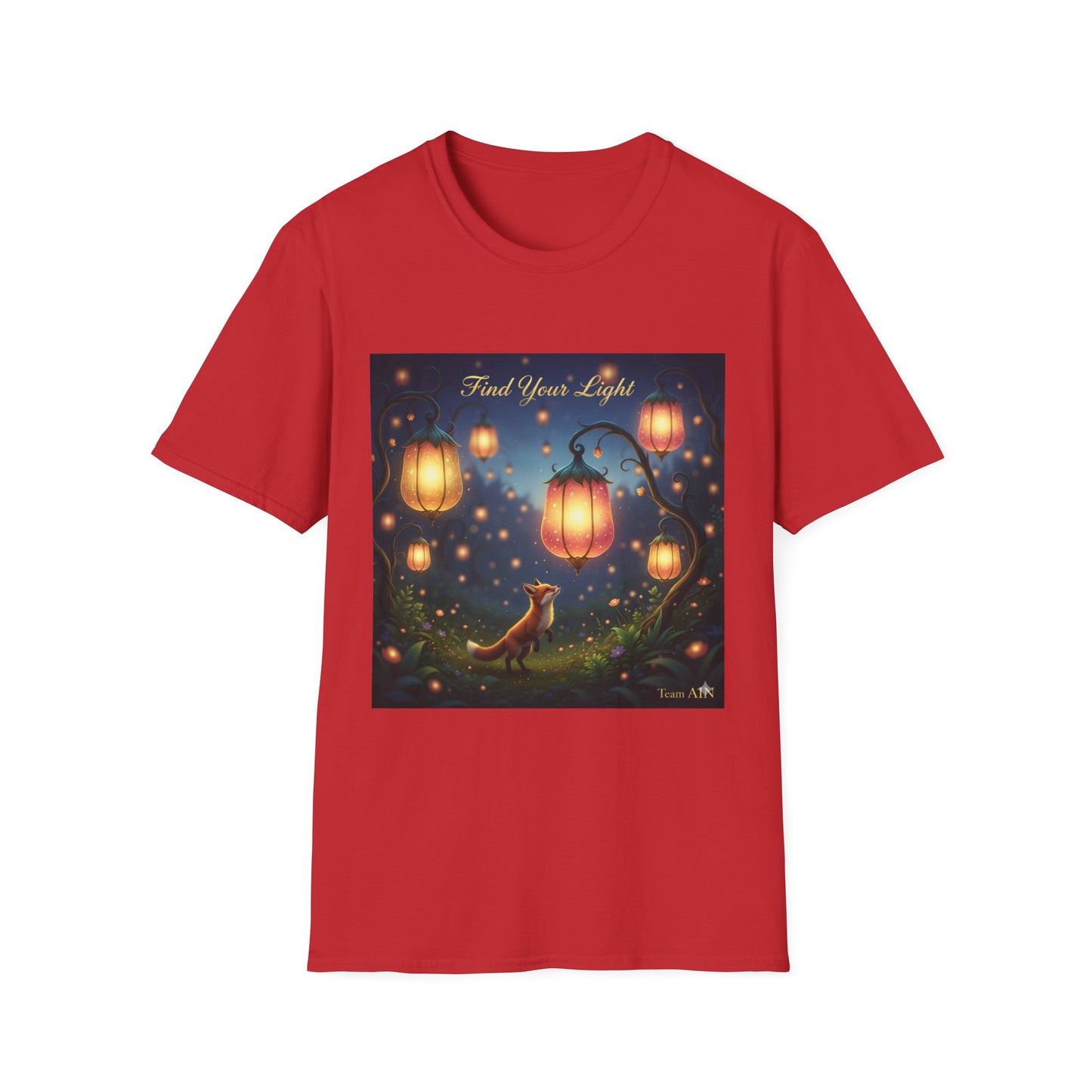 Enchanting 'Find Your Light' Unisex Softstyle T-Shirt, Inspirational Tee, Nature Lover Gift, Cozy Casual Wear, Lantern Art Shirt