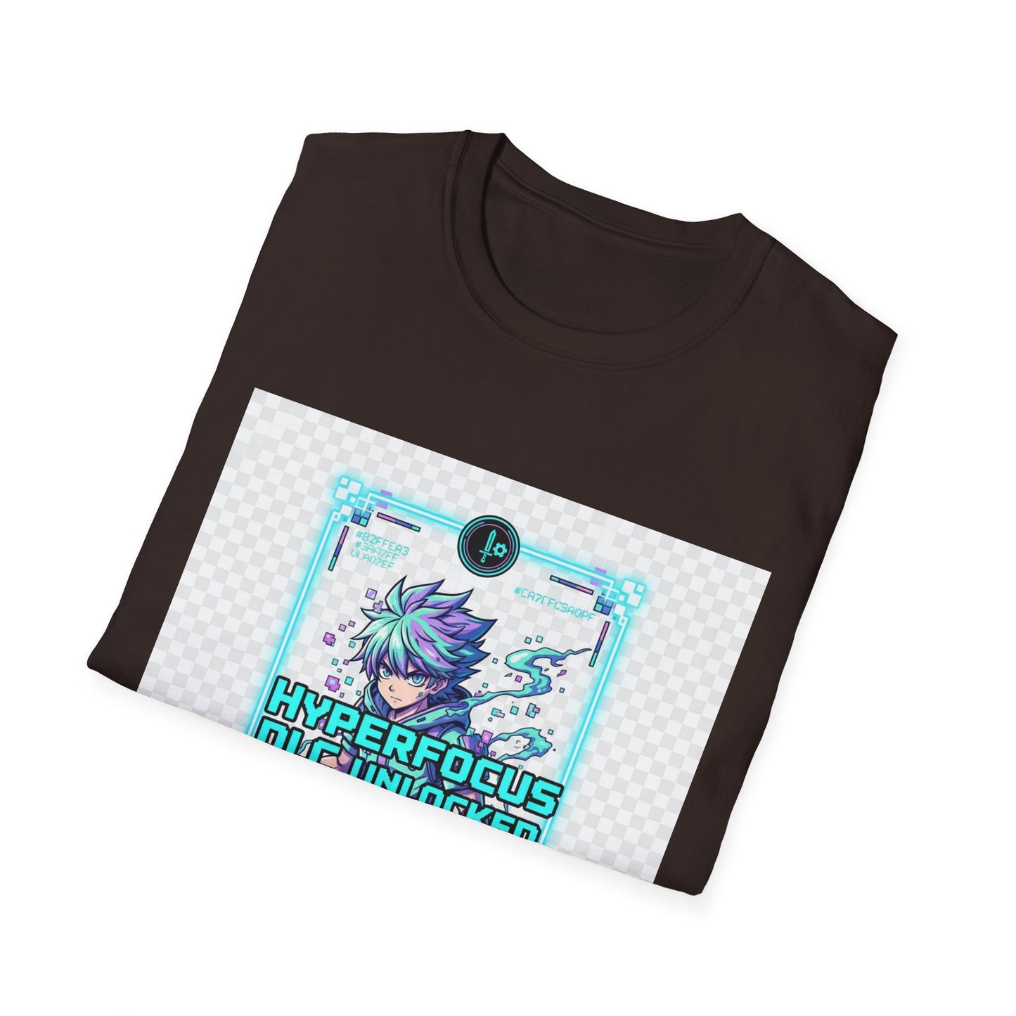 Cyberpunk Anime T-Shirt – Glitchcore Blue Neon Tee | Neurospicy Gamer Shirt, Otaku Aesthetic Clothing, Vaporwave Core Top