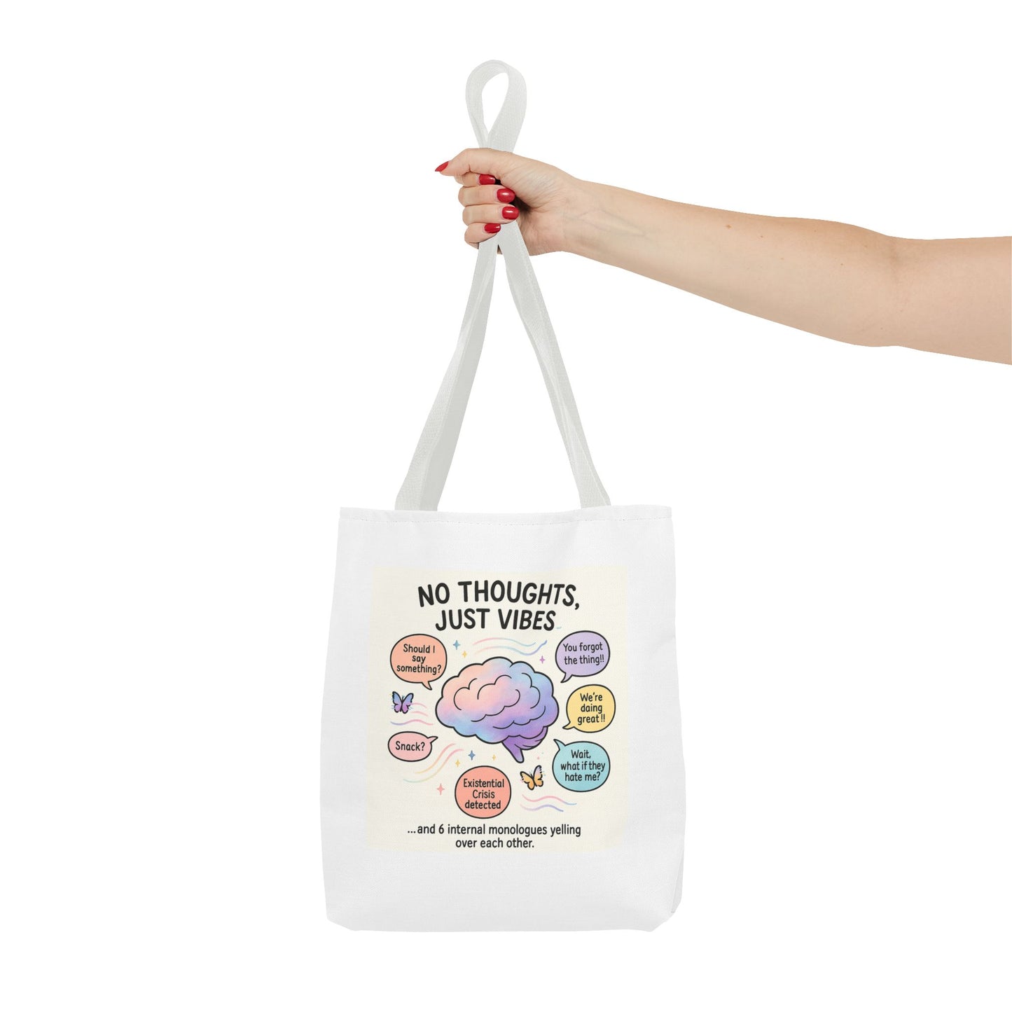 Vibrant Tote Bag - No Thoughts, Just Vibes, Fun Canvas Bag, Everyday Tote, Gift for Friends, Casual Outings, Beach Bag