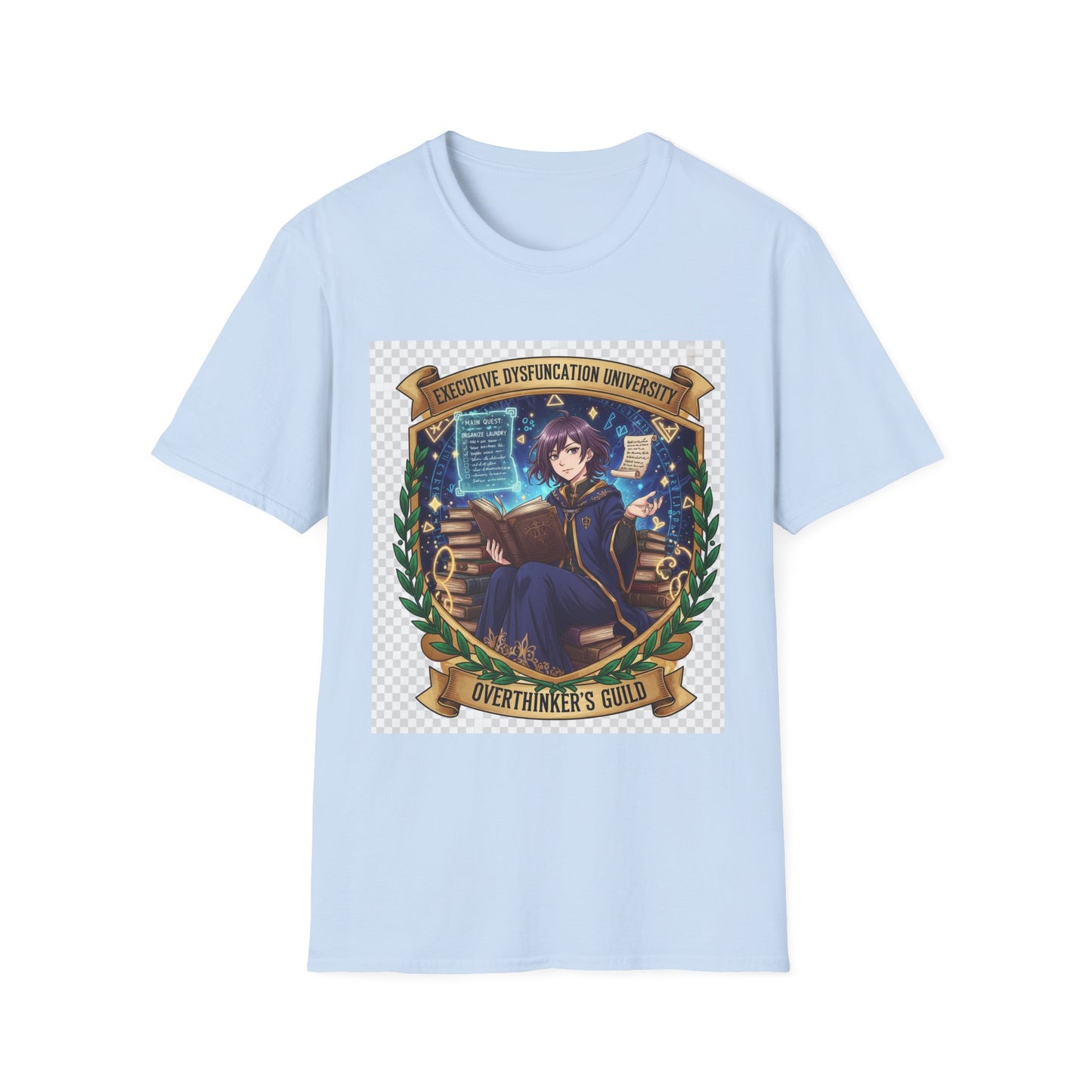 Executive Dysfunction University T-Shirt | Anime Overthinker’s Guild Tee, ADHD Humor Shirt, Otaku Academia Pride Top