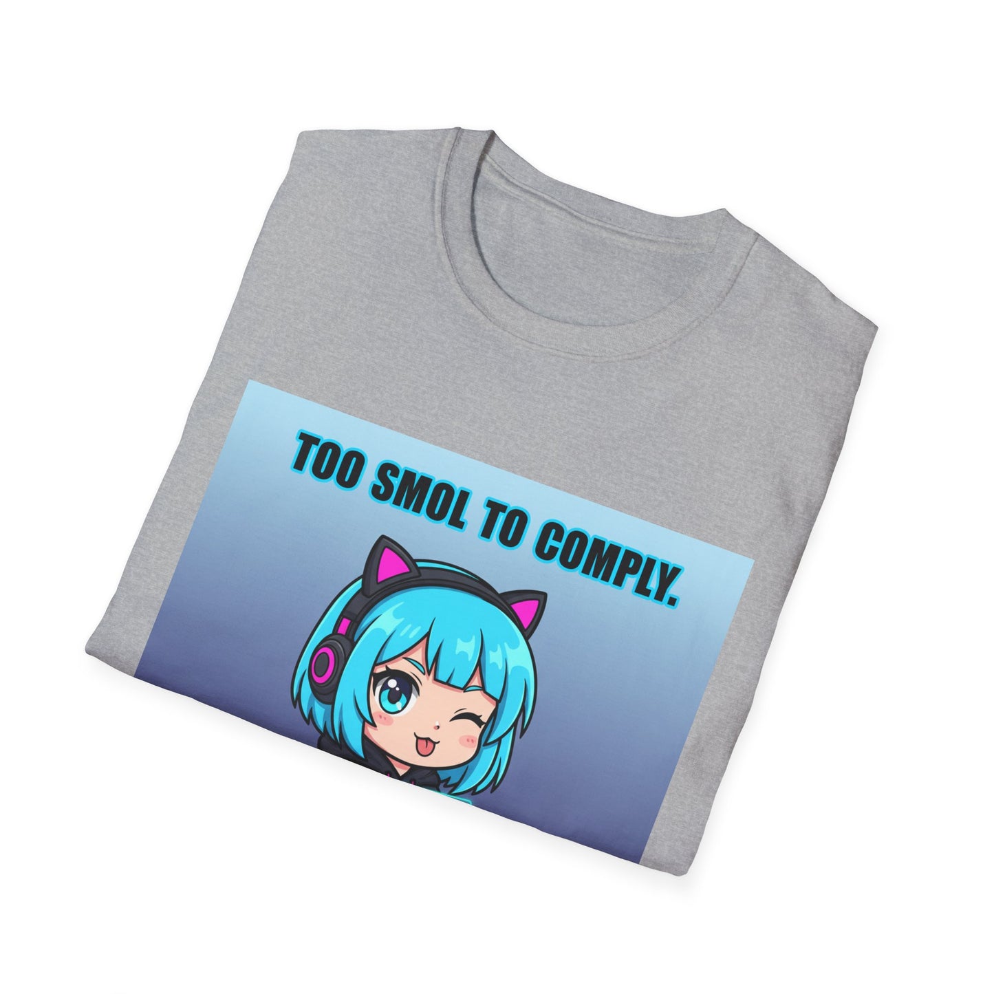Chibi Hacker T-Shirt – “Too Smol to Comply” | Cute Cyberpunk Gamer Graphic Tee