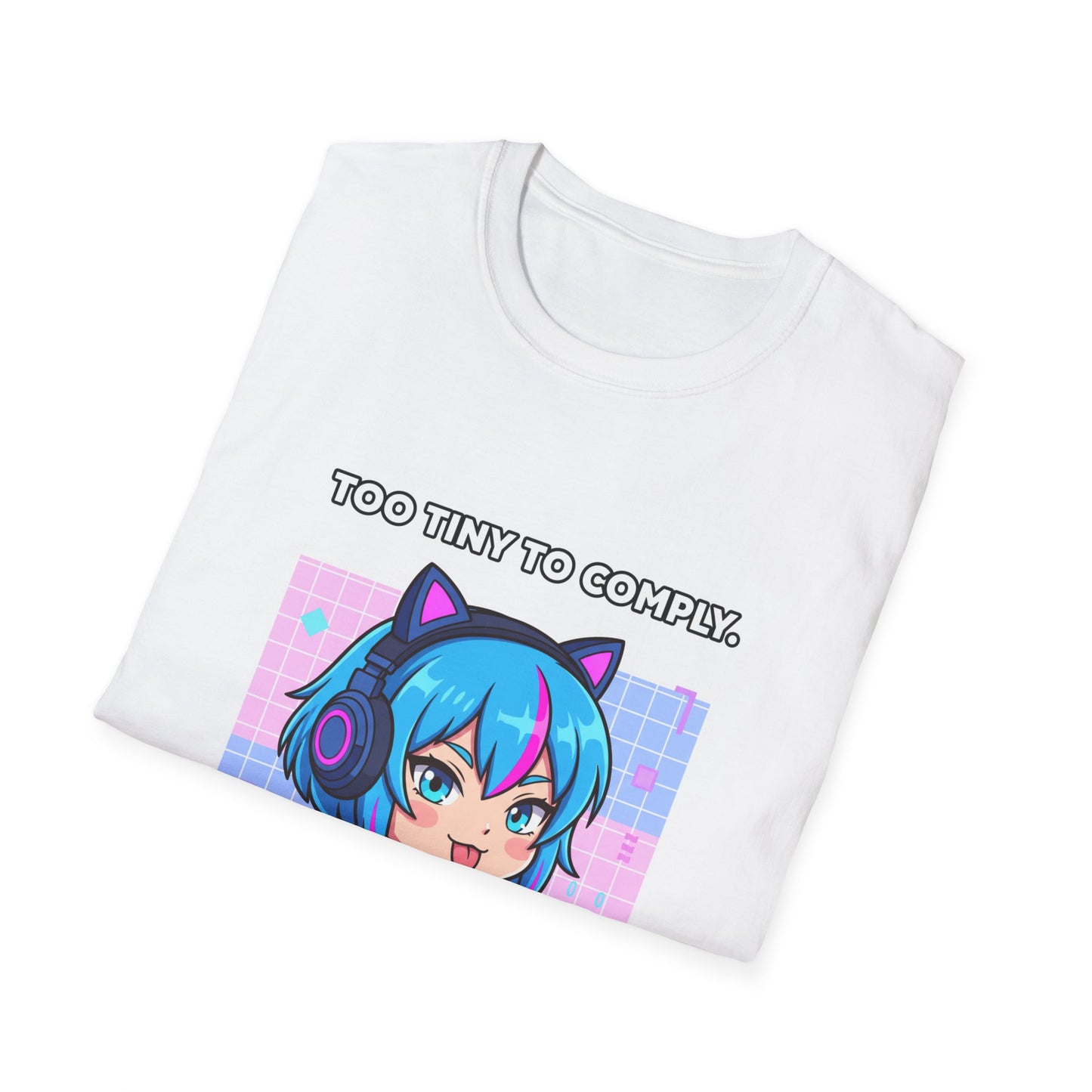 Chibi Hacker T-Shirt – “Too Tiny to Comply” | Cute Cyberpunk Gamer Graphic Tee