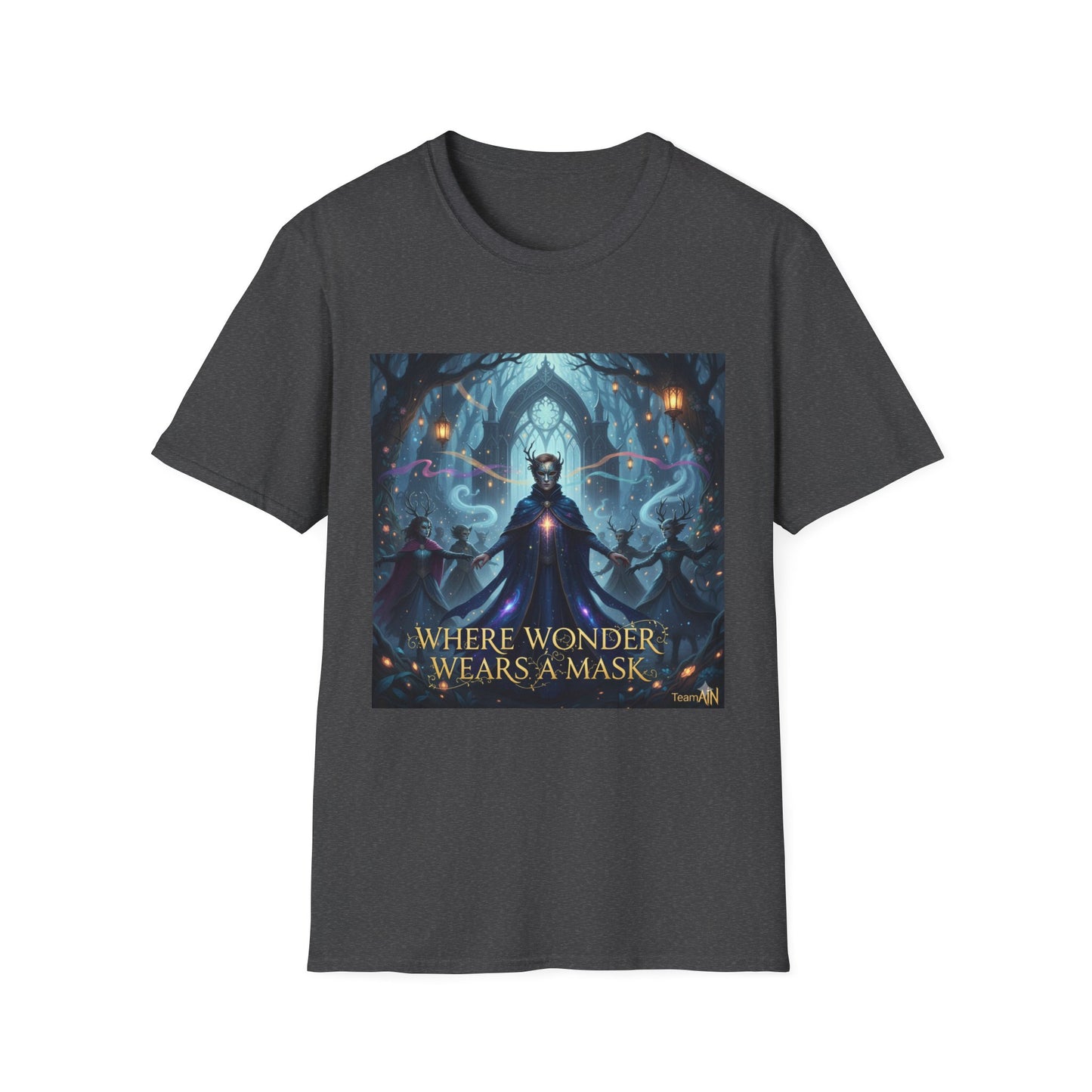 Mystical Mask Unisex T-Shirt - Where Wonder Wears a Mask, Fantasy Apparel, Gift for Dreamers, Casual Wear, Unique Design