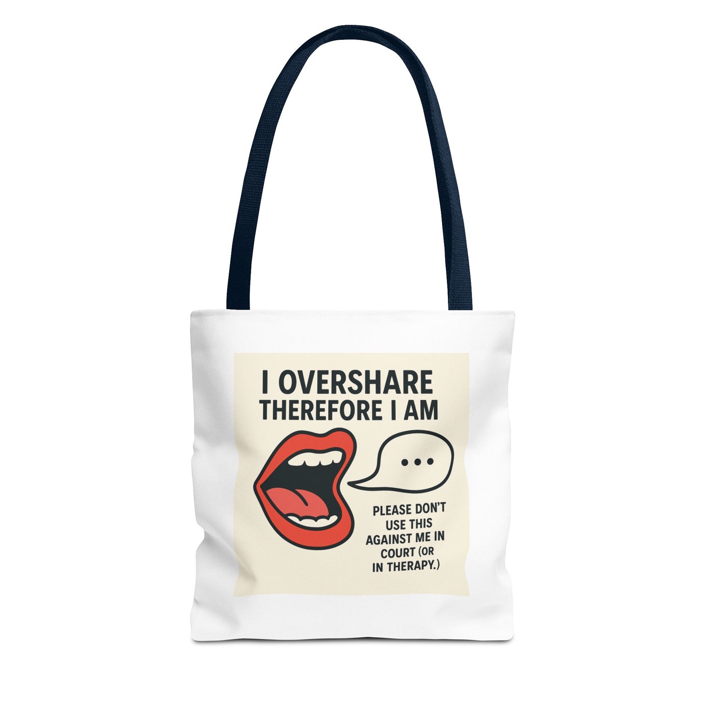 Overshare Tote Bag - Fun Therapist Gift, Cute Eco-Friendly Shopping Bag, Quirky Daily Companion, Unique Gift for Friends, Self-Care Reminder