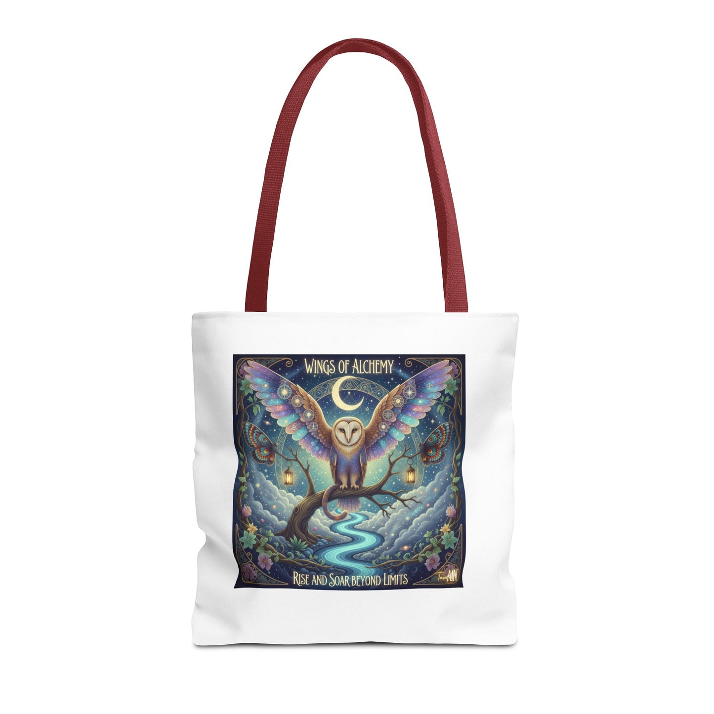 Wings of Alchemy Tote Bag, Whimsical Owl Design, Eco-Friendly Bag, Gift for Nature Lovers, Boho Style Shopping Bag